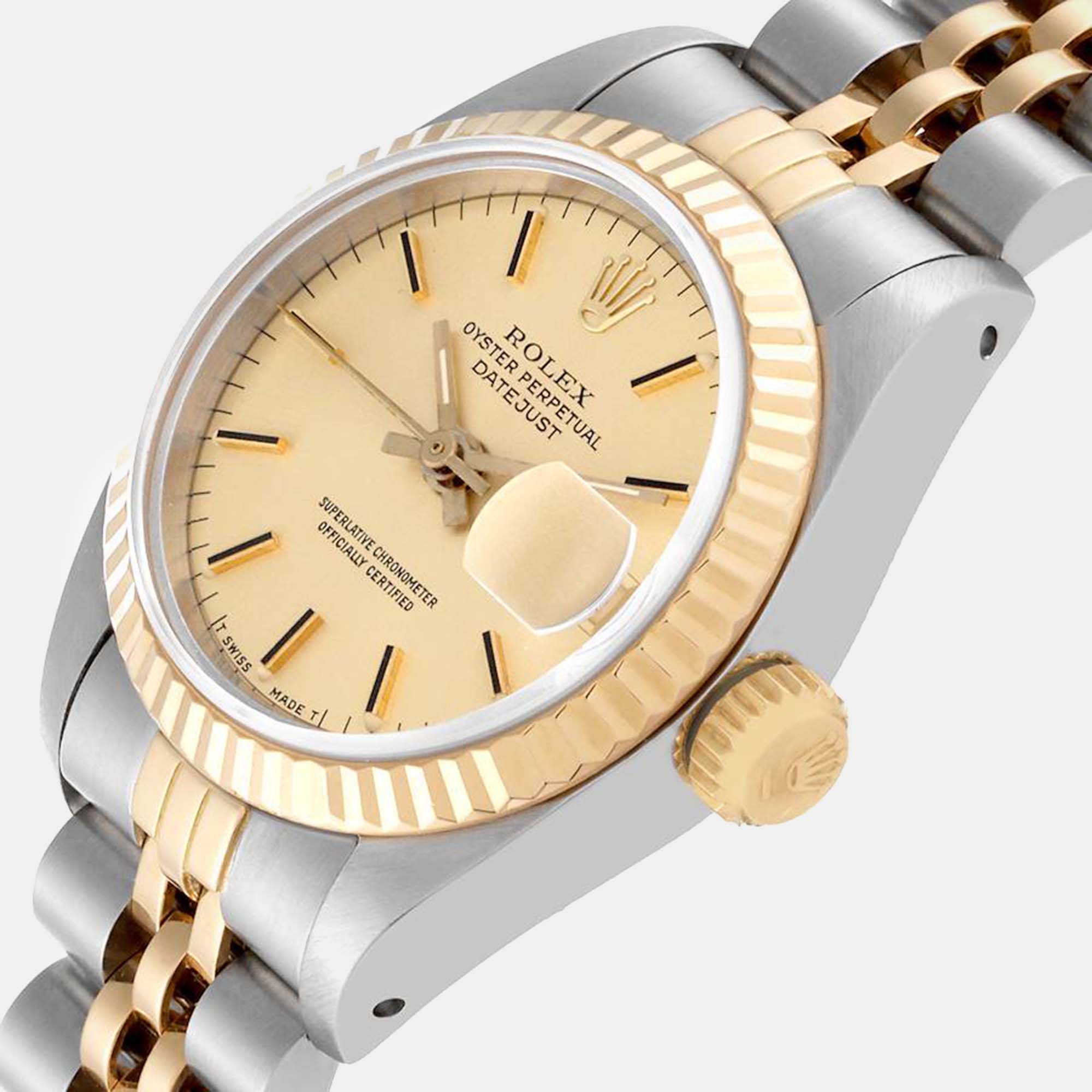 Rolex Datejust Champagne Dial Steel Yellow Gold Ladies Watch 26 Mm