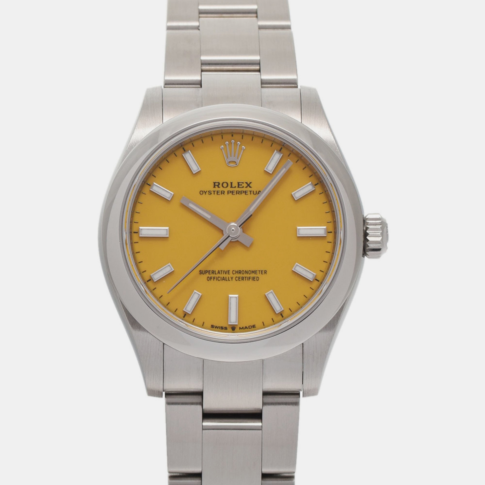 Rolex yellow stainless steel oyster perpetual 277200 automatic women's wristwatch 31 mm