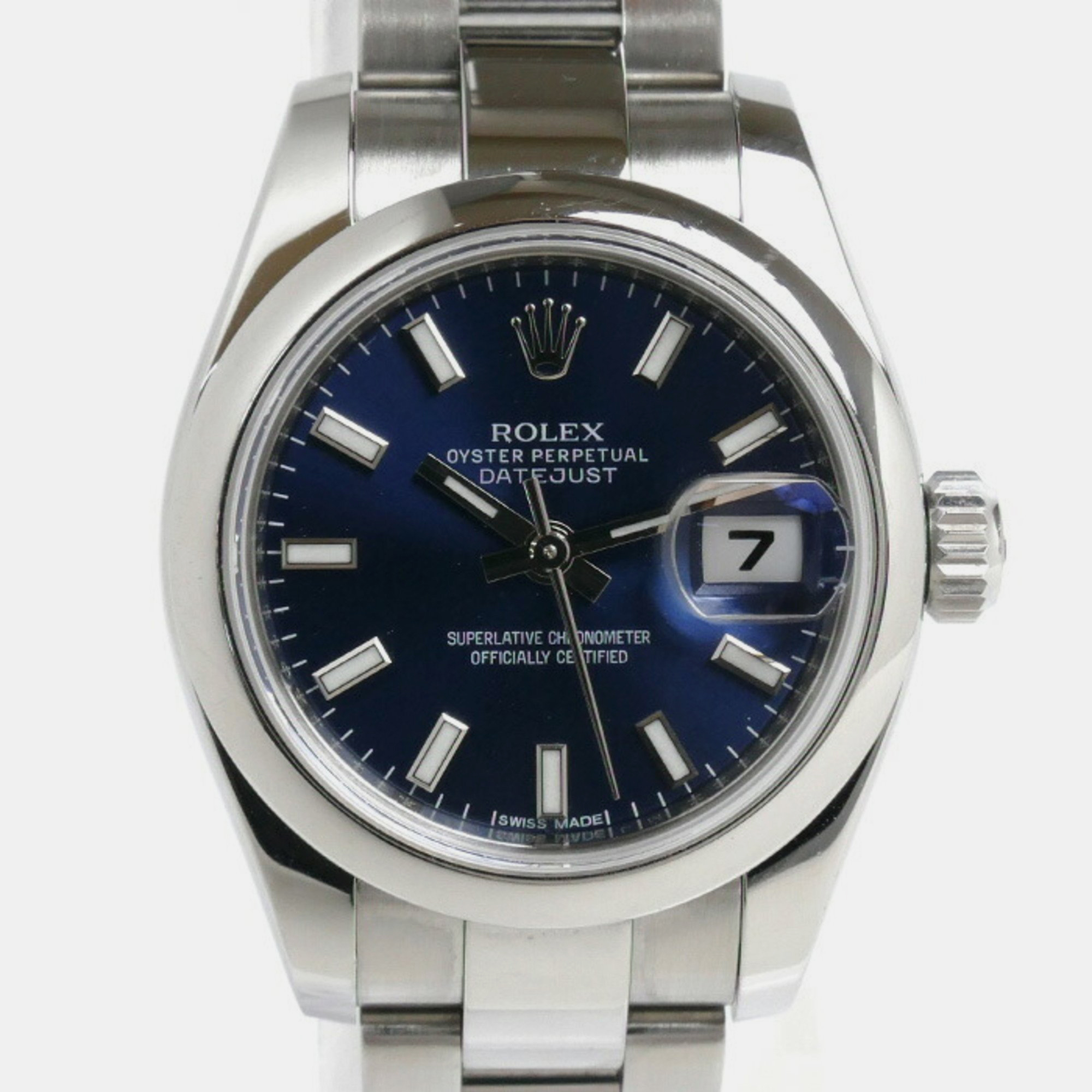 Rolex blue stainless steel datejust 179160 automatic women's wristwatch 26 mm
