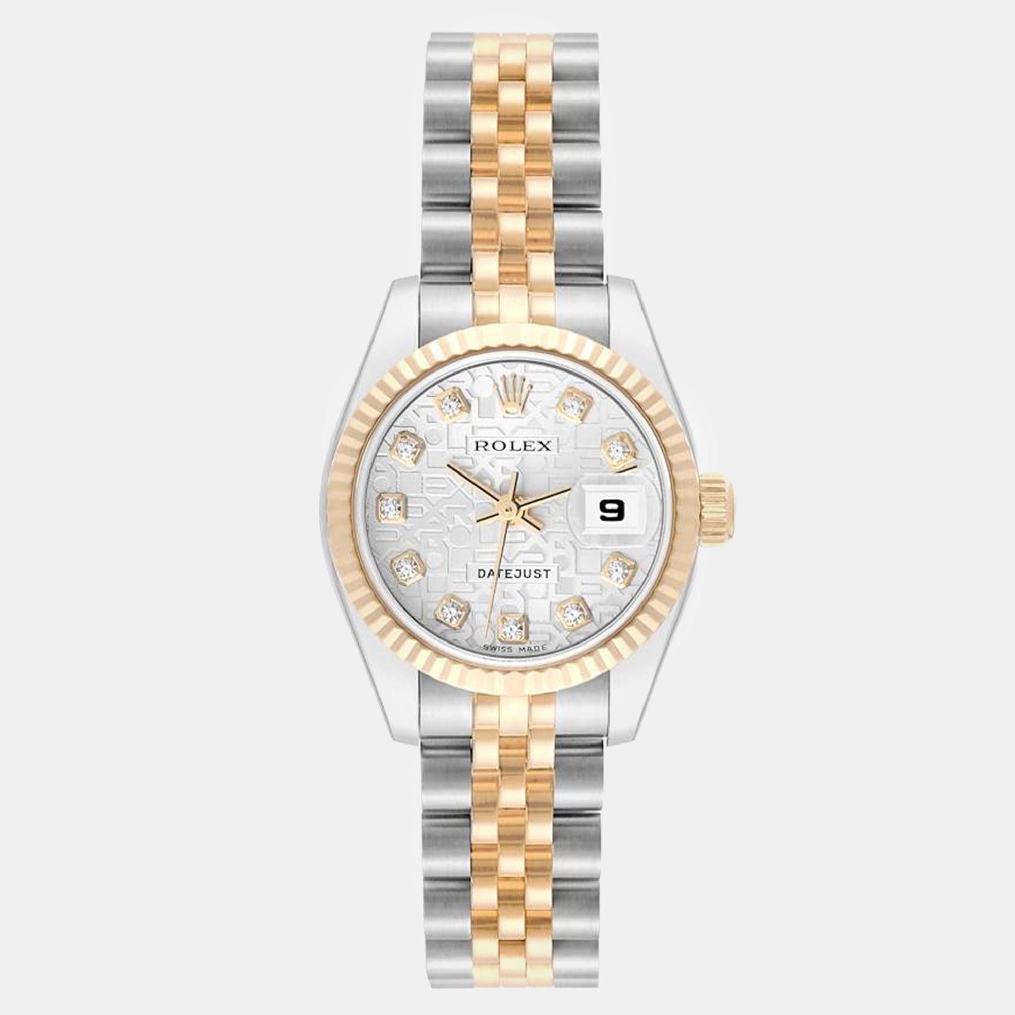 Rolex datejust steel yellow gold anniversary diamond dial ladies watch 179173 26 mm