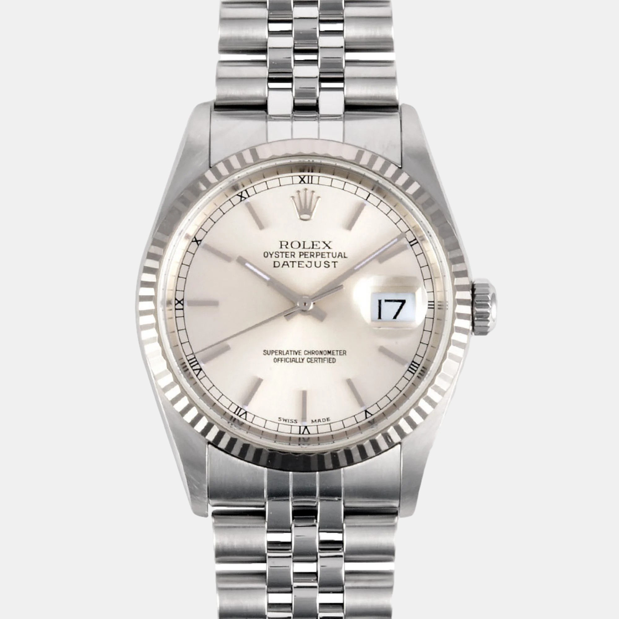 Rolex white stainless steel datejust 16234 automatic women's wristwatch 36 mm