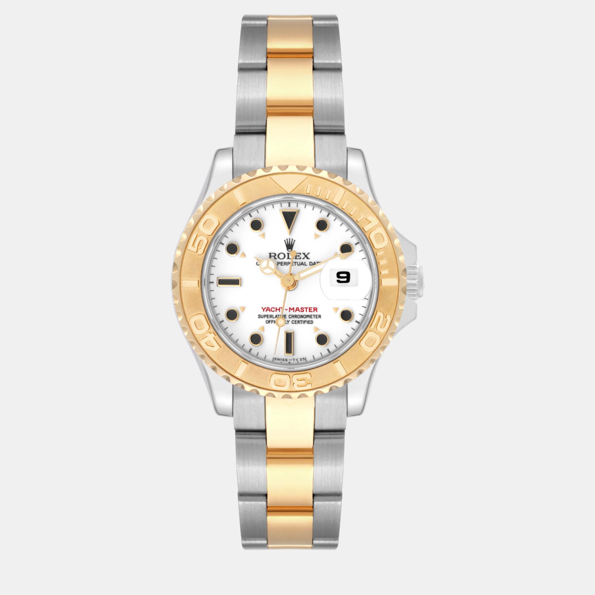 Rolex yachtmaster white dial steel yellow gold ladies watch 29 mm