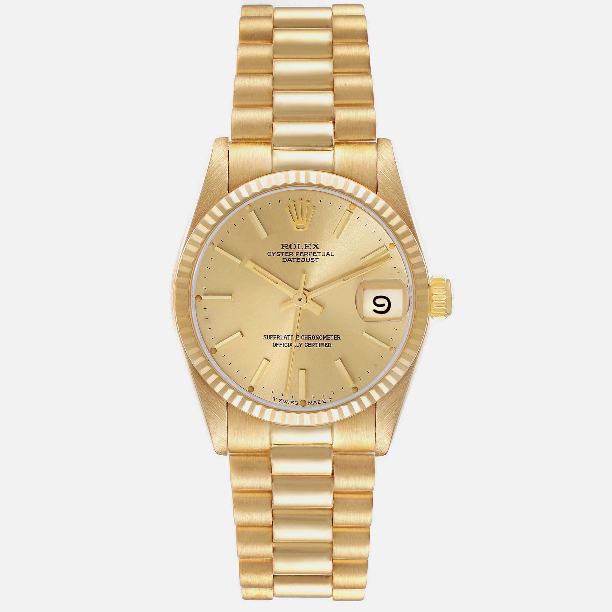 Rolex president datejust midsize yellow gold ladies watch 31.0 mm