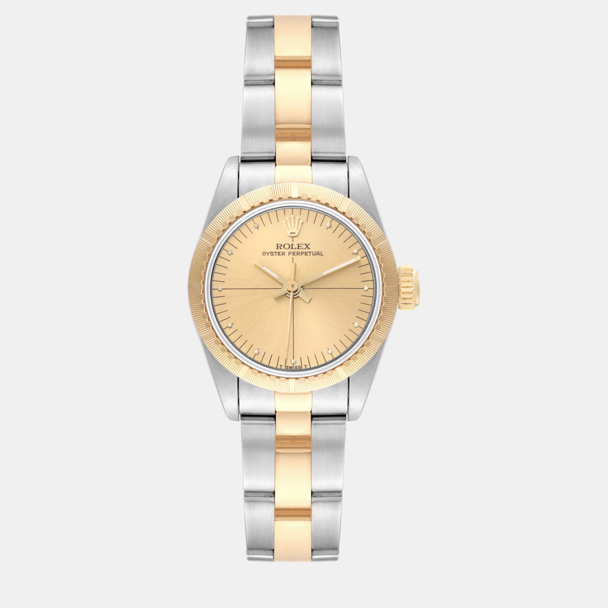 Rolex oyster perpetual steel yellow gold quadrant dial ladies watch 24.0 mm