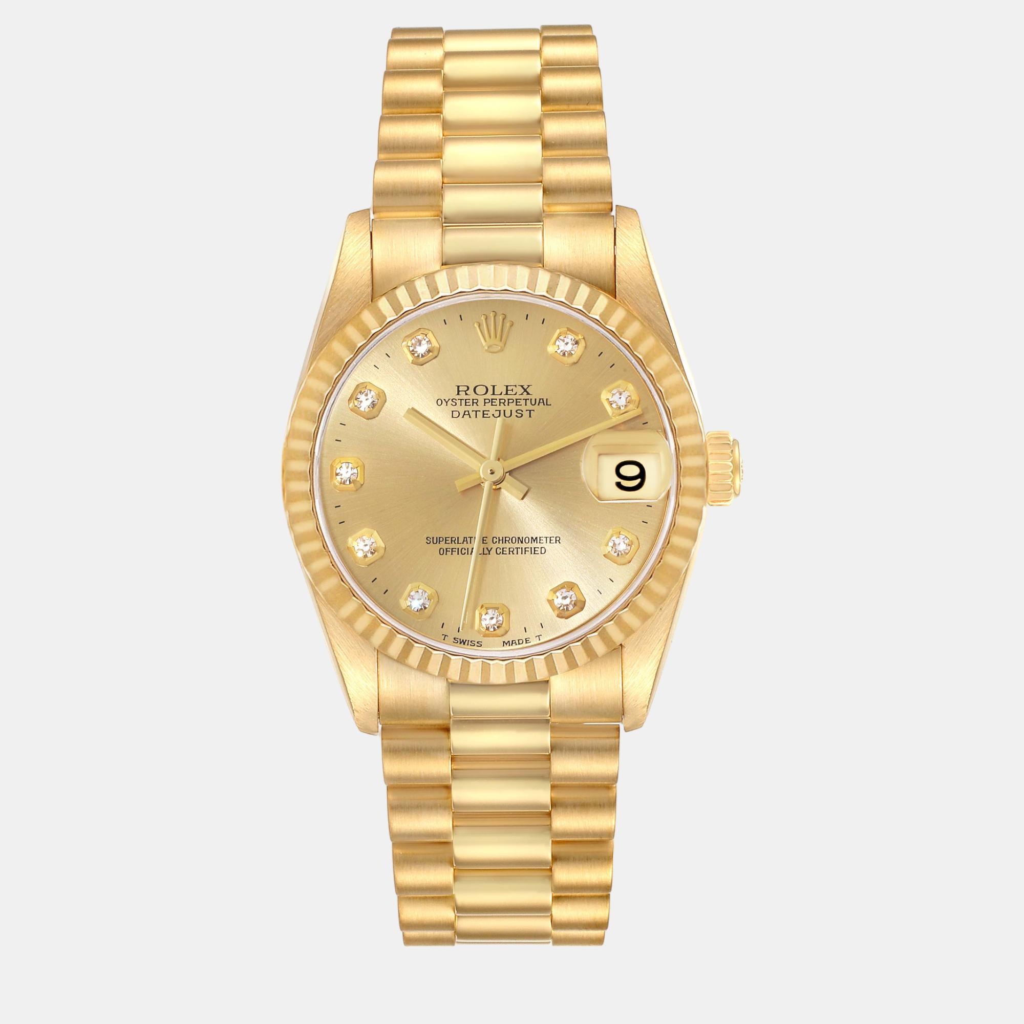 Rolex datejust president midsize yellow gold ladies watch 31.0 mm