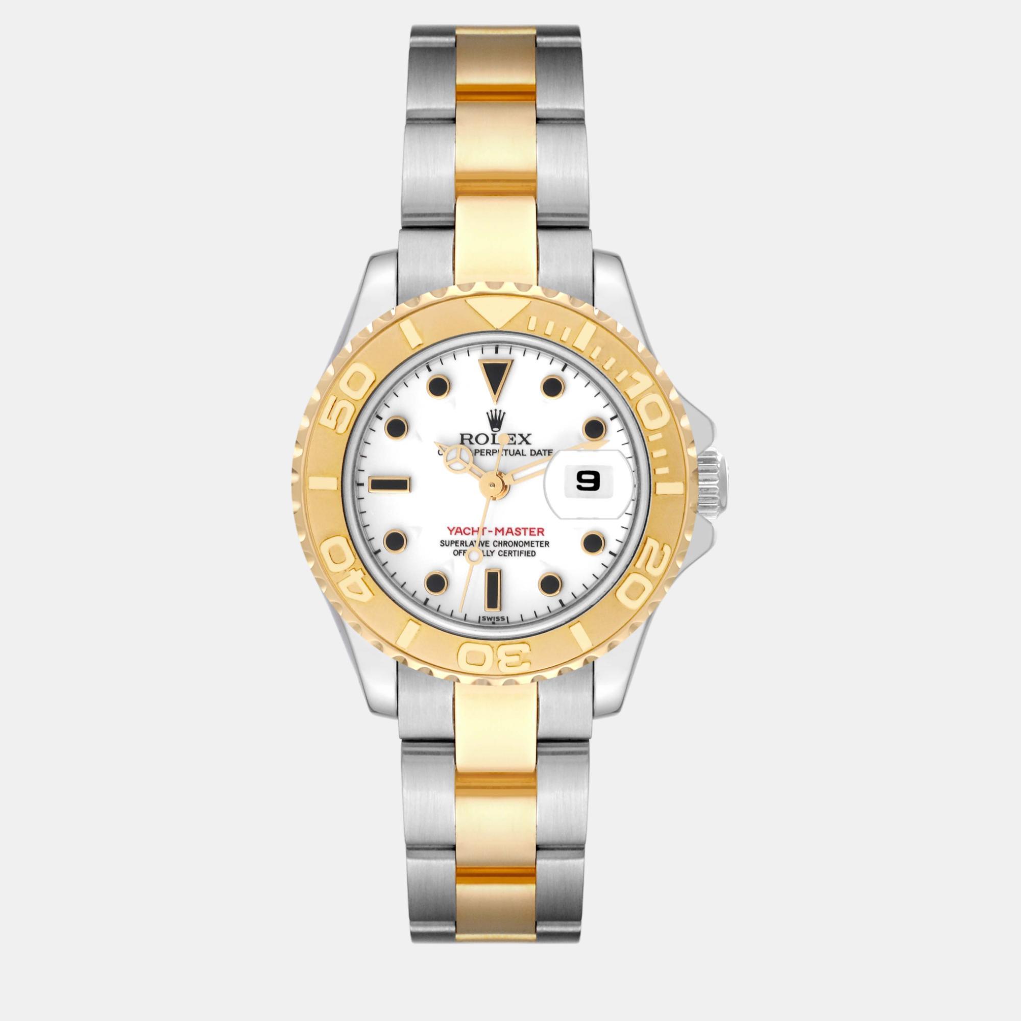 Rolex yachtmaster 29 white dial steel yellow gold ladies watch 69623