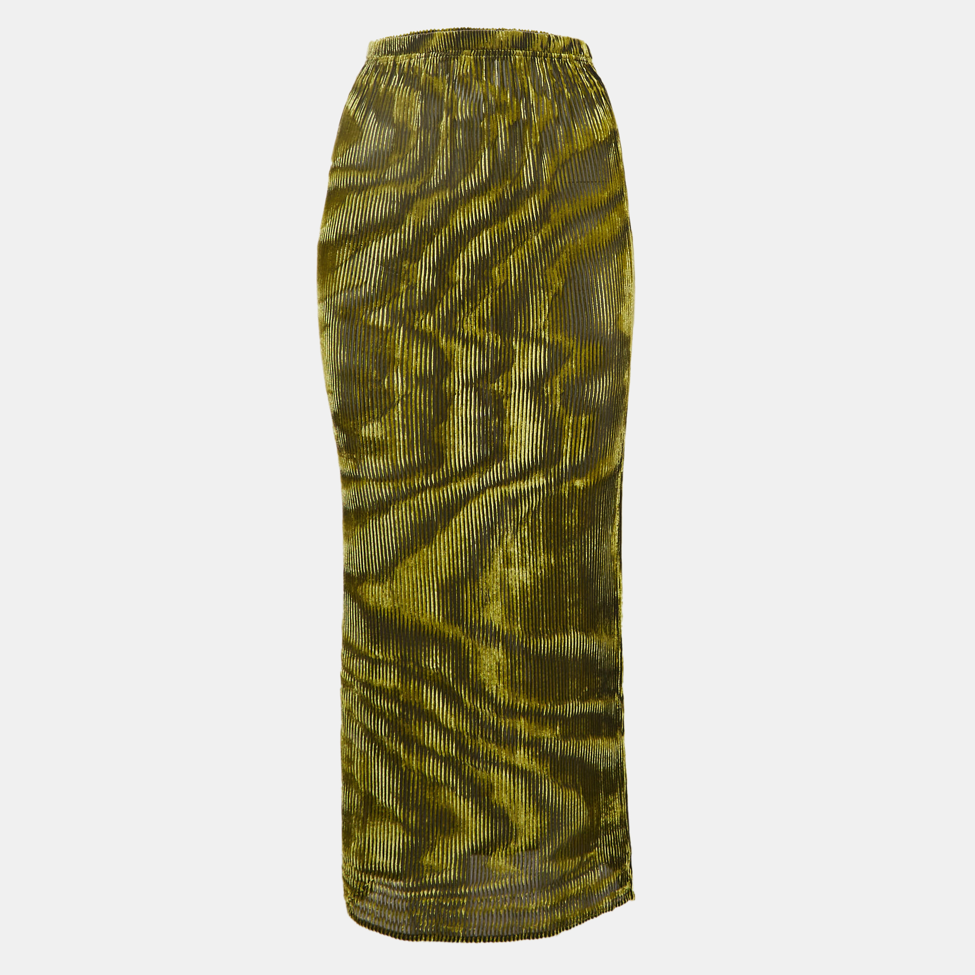 Ronny Kobo Green/Black Devore Midi Jay Skirt S