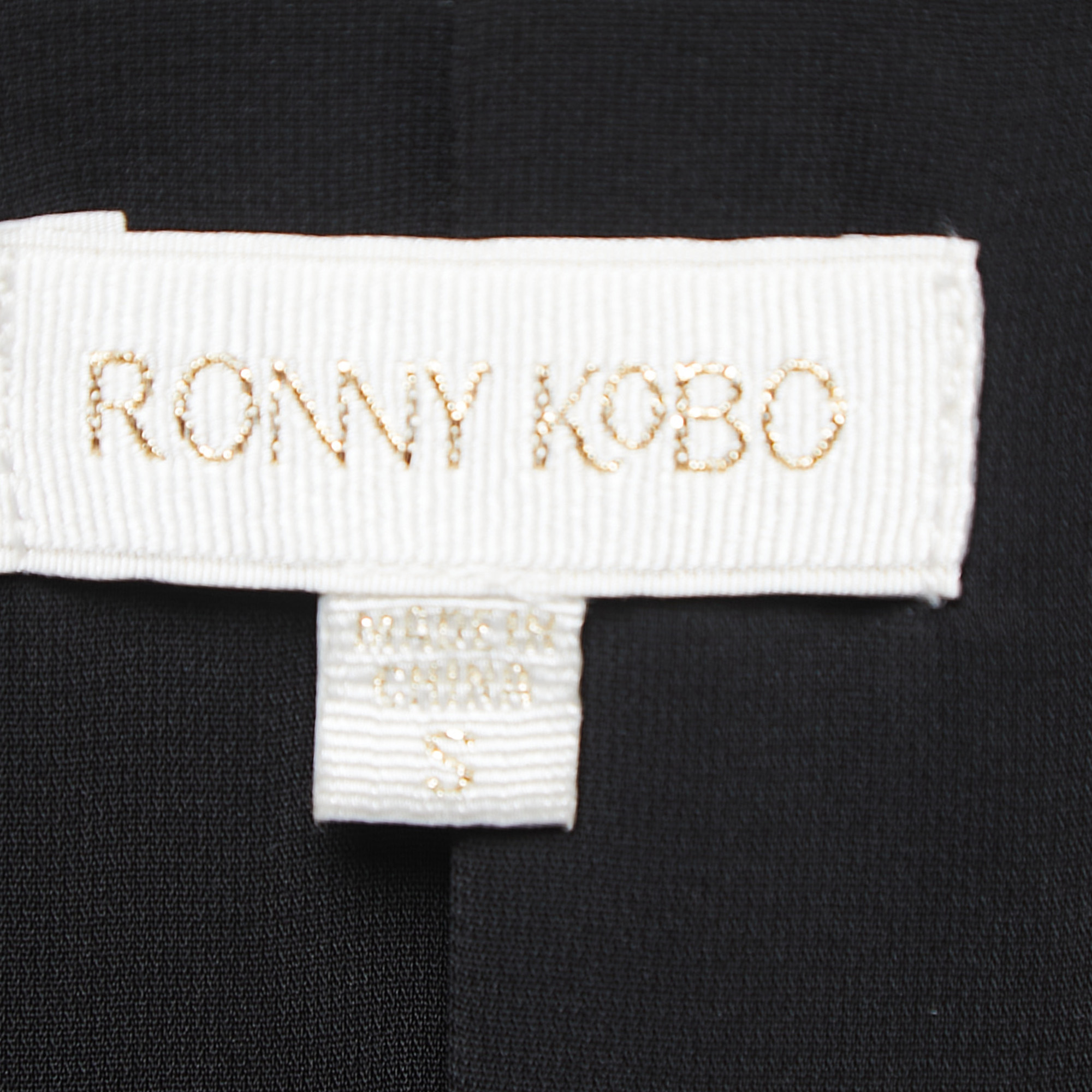 Ronny Kobo Black Floral Satin Jacquard Single Button Blazer S