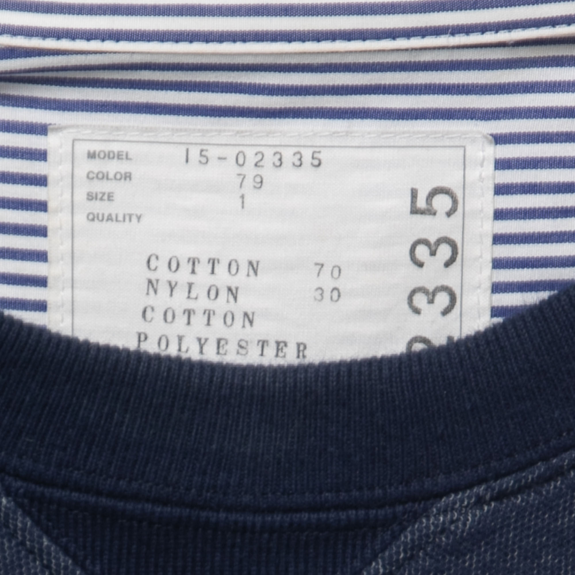 Sacai Navy Blue Knit & Striped Cotton Poplin Back Sweatshirt S