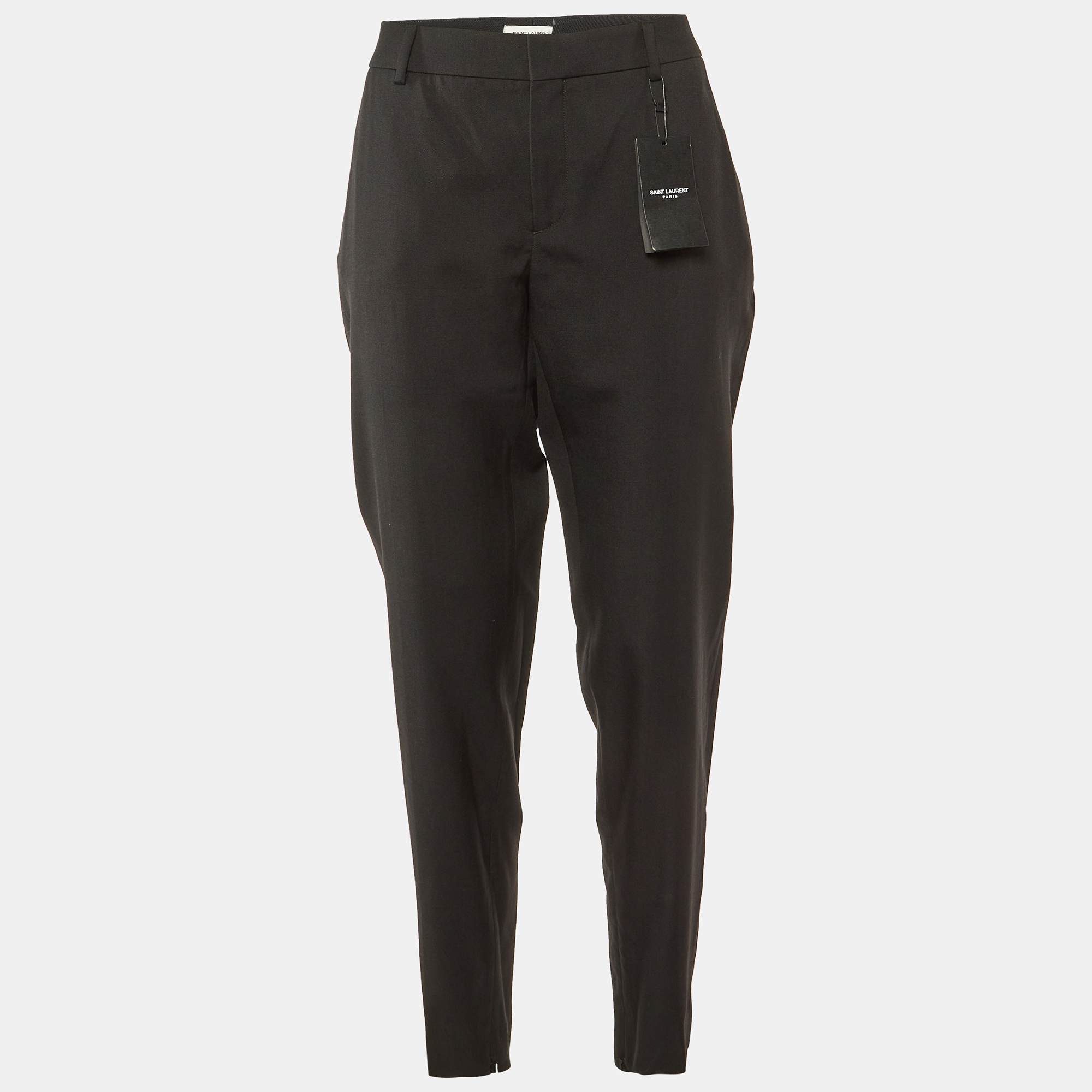 Saint Laurent Paris Black Wool Straight Leg Trousers L