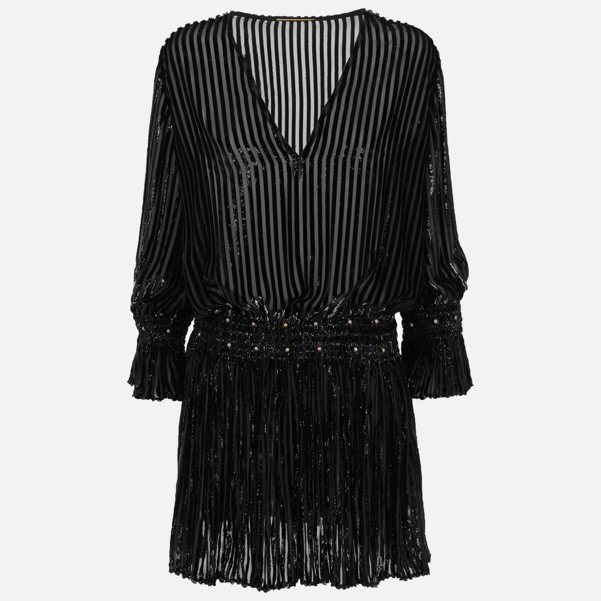 Saint Laurent Women's Synthetic Fibers Mini Dress - Black - M