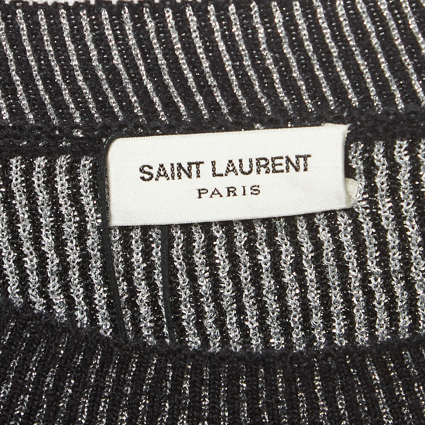 Saint Laurent Black/Metallic Femme Fatale Wool Blend Sweater L