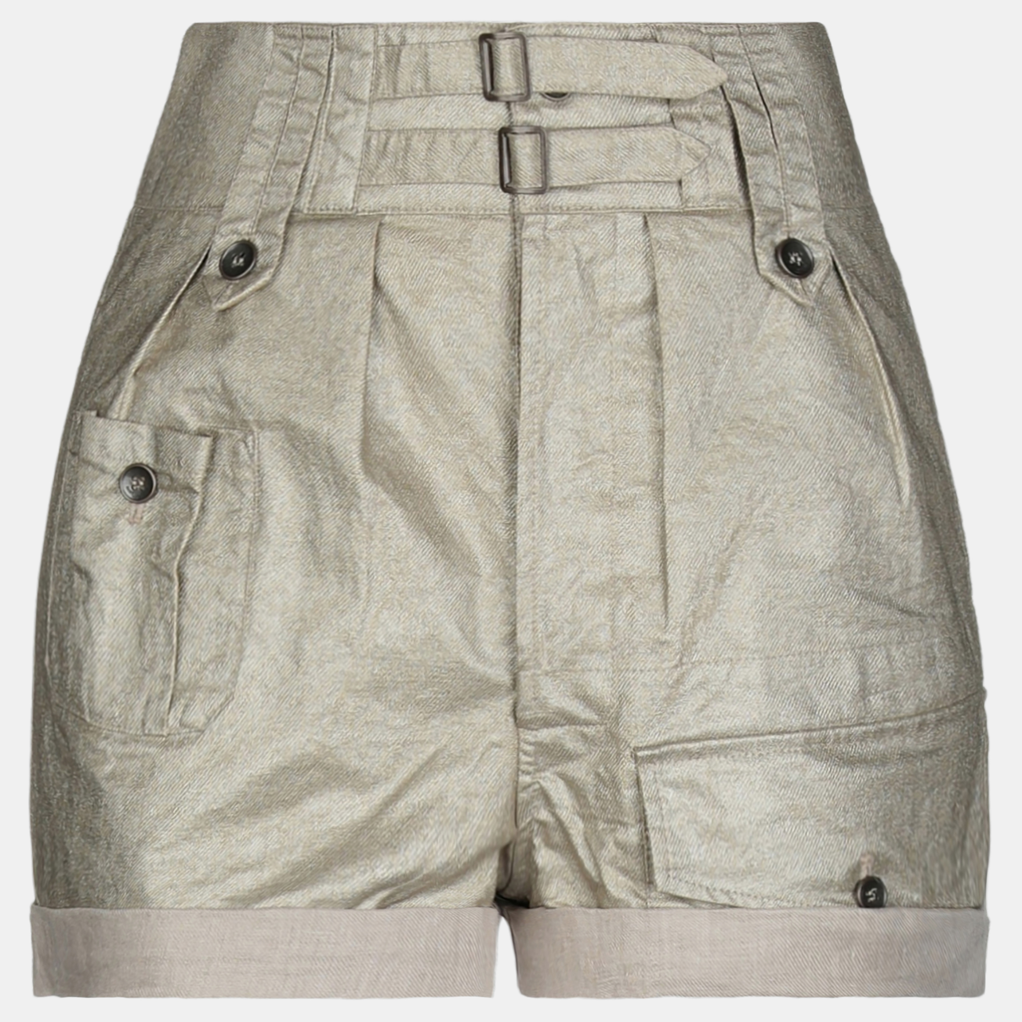 Saint laurent paris saint laurent beige metallic linen shorts size 40