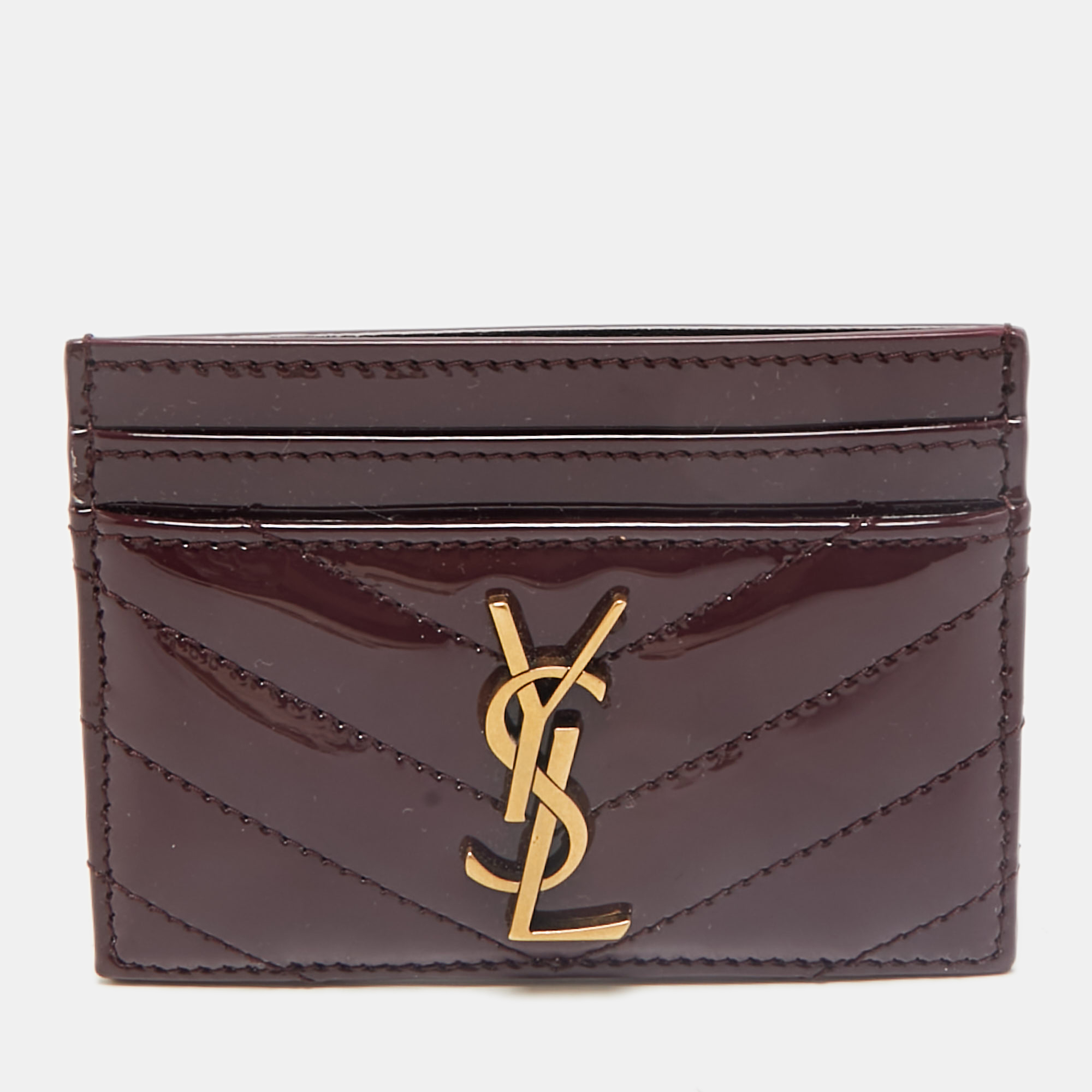 Saint Laurent Burgundy Quilted Patent Leather Cassandre Card Holder
Saint Laurent Burgundy Quilted Patent Leather Cassandre Card Holder