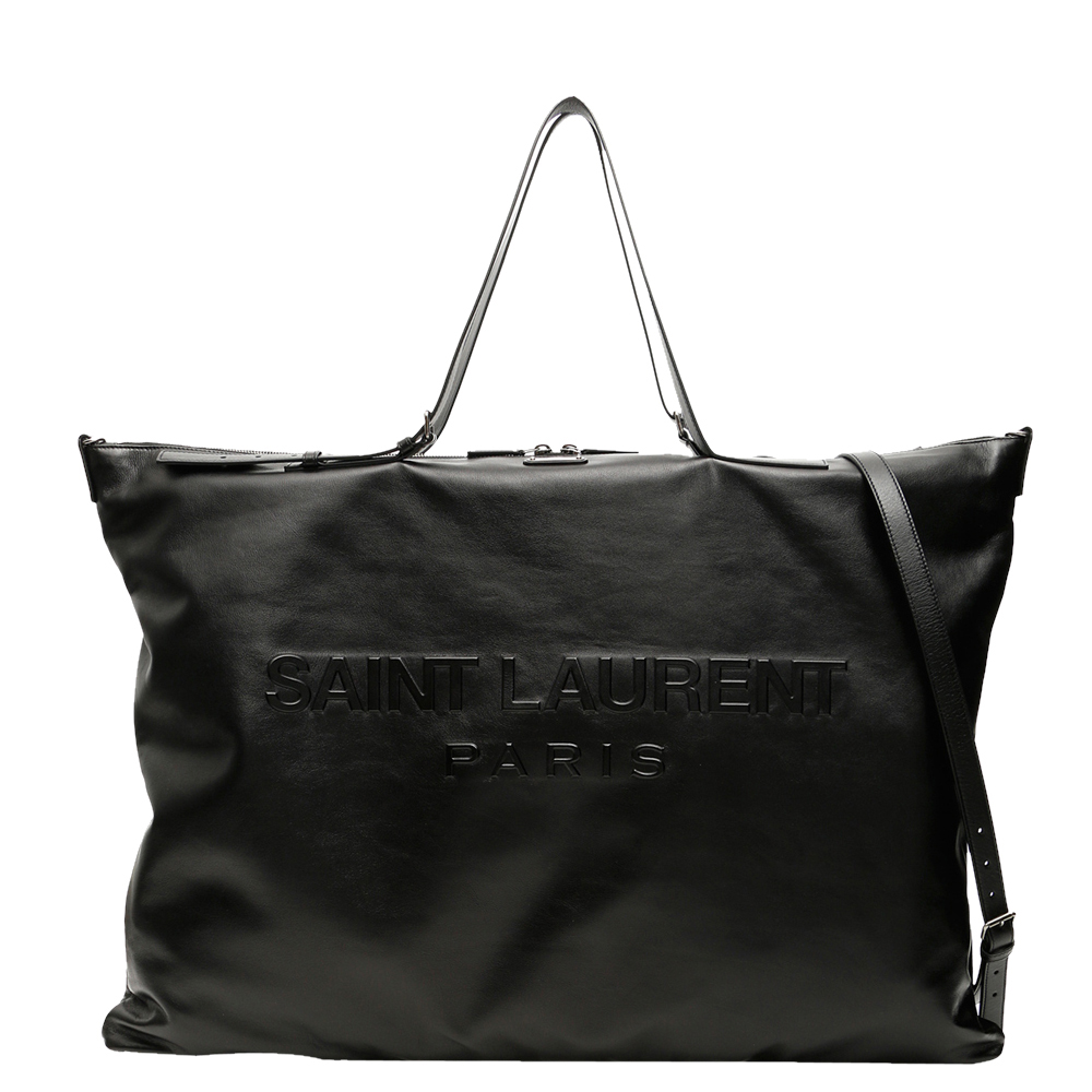 Image of Saint Laurent Black Leather Convertible ID Tote Bag