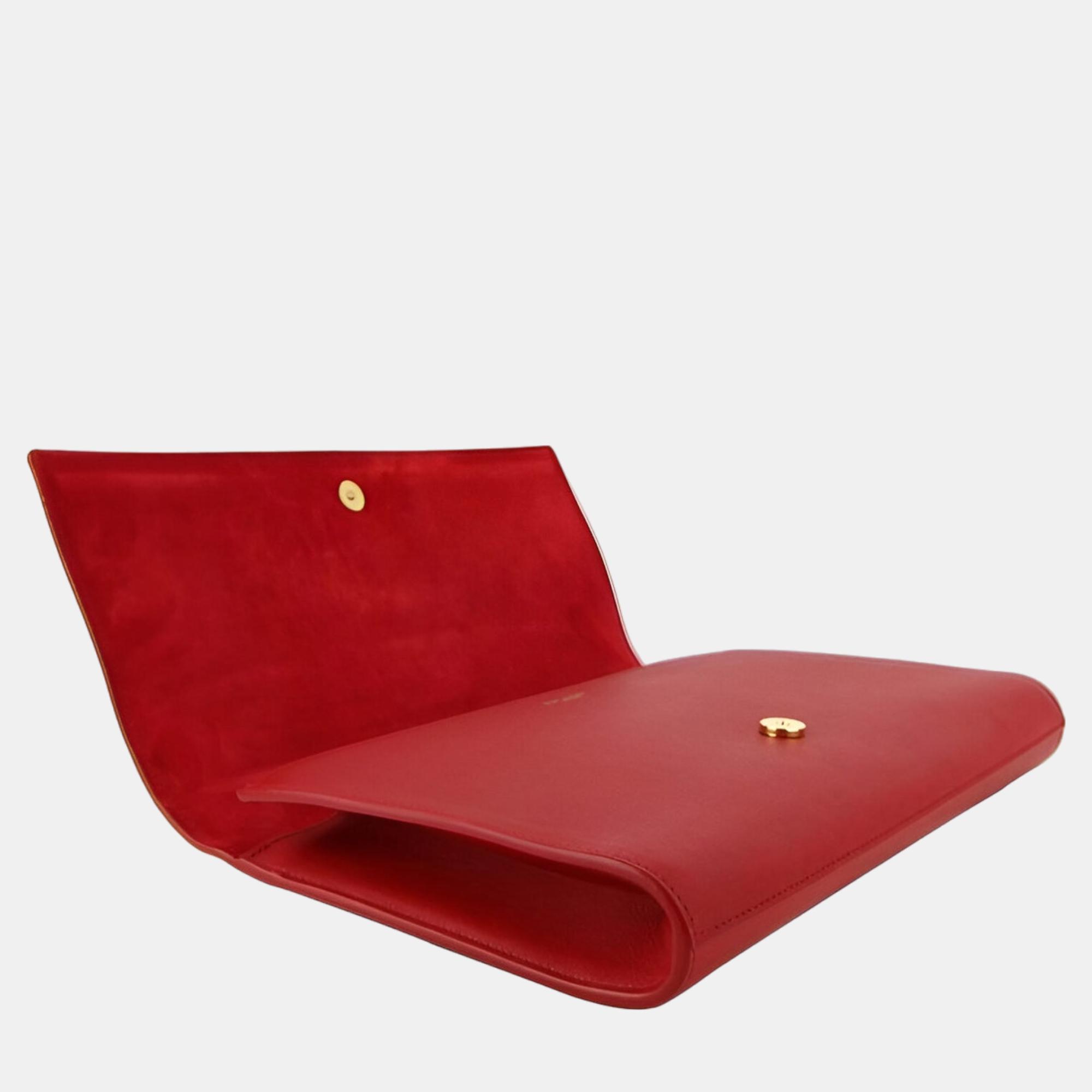 Saint Laurent Red Leather Clutch