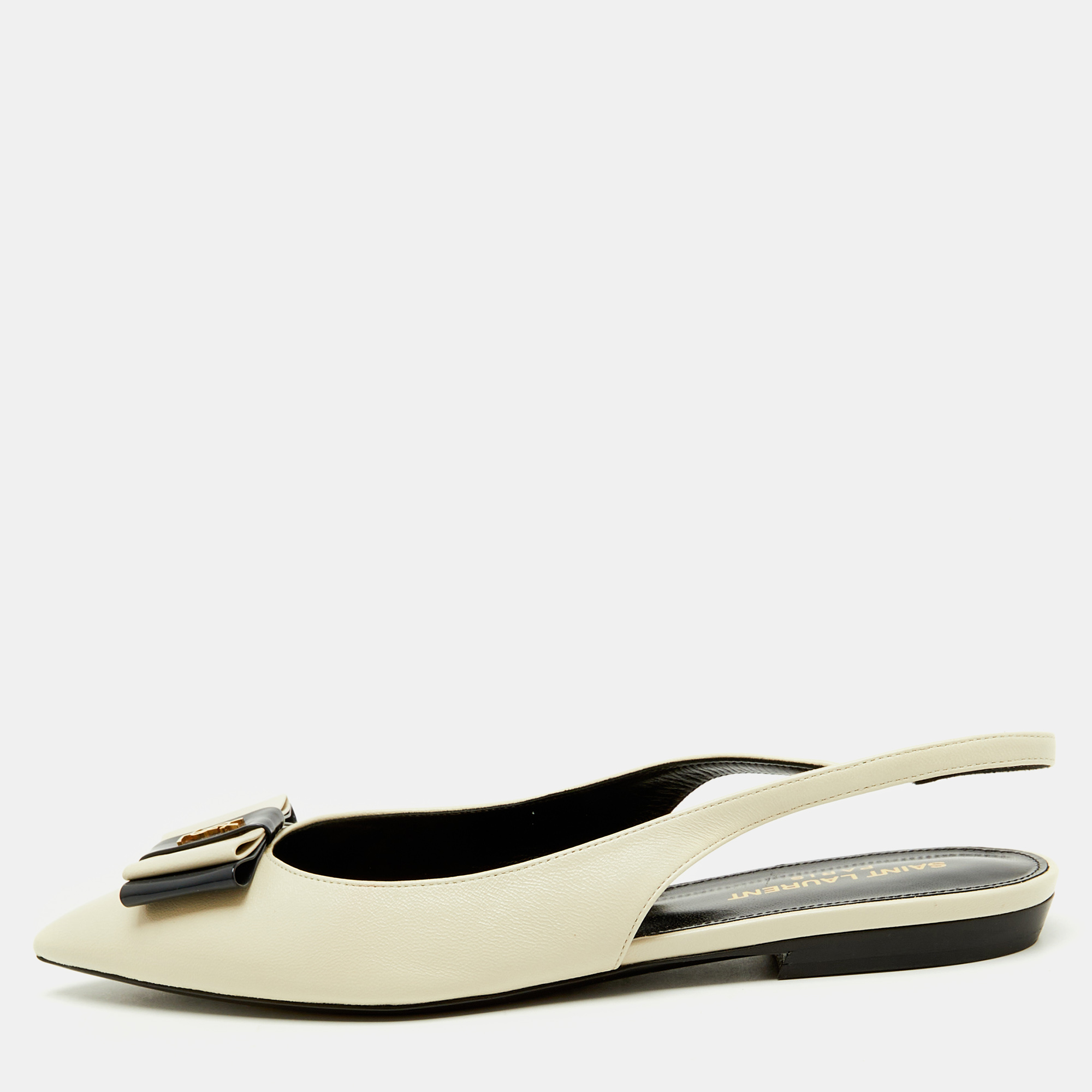 Saint Laurent White/Navy Blue Leather Anais Slingback Flats Size
Saint Laurent White/Navy Blue Leather Anais Slingback Flats Size