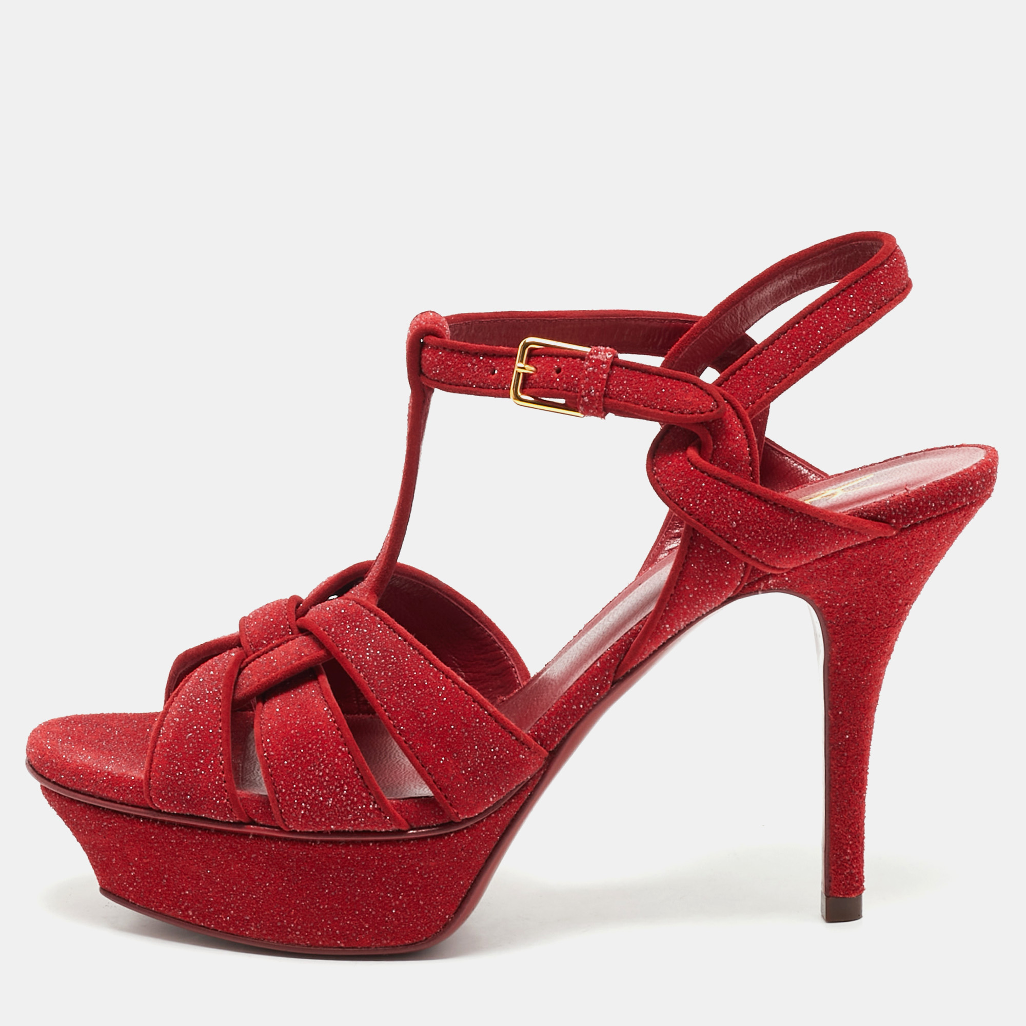 Saint Laurent Red Suede and Glitter Tribute Ankle Strap Sandals Size
Saint Laurent Red Suede and Glitter Tribute Ankle Strap Sandals Size