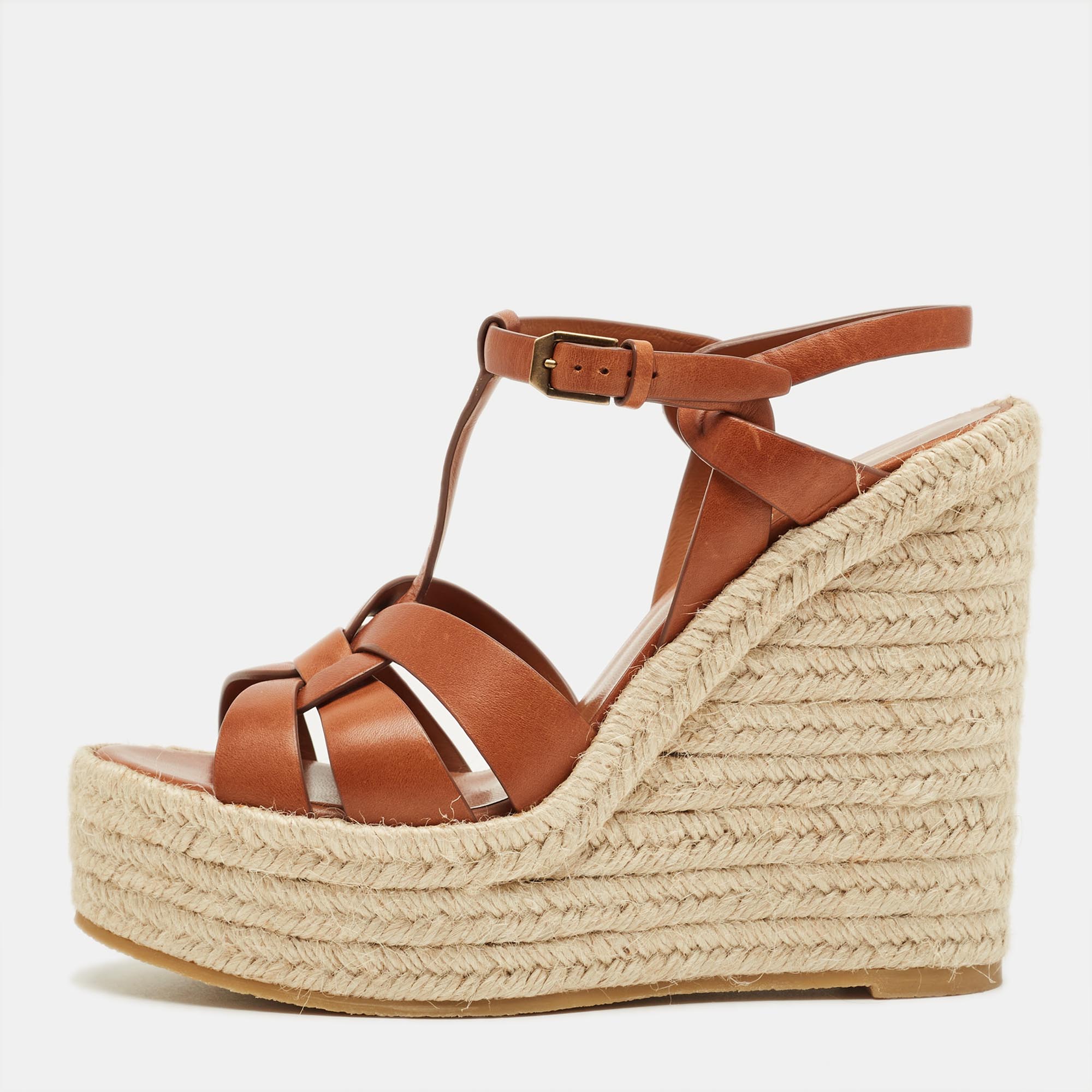 Saint Laurent Brown Leather Tribute Espadrille Wedge Sandals Size
Saint Laurent Brown Leather Tribute Espadrille Wedge Sandals Size