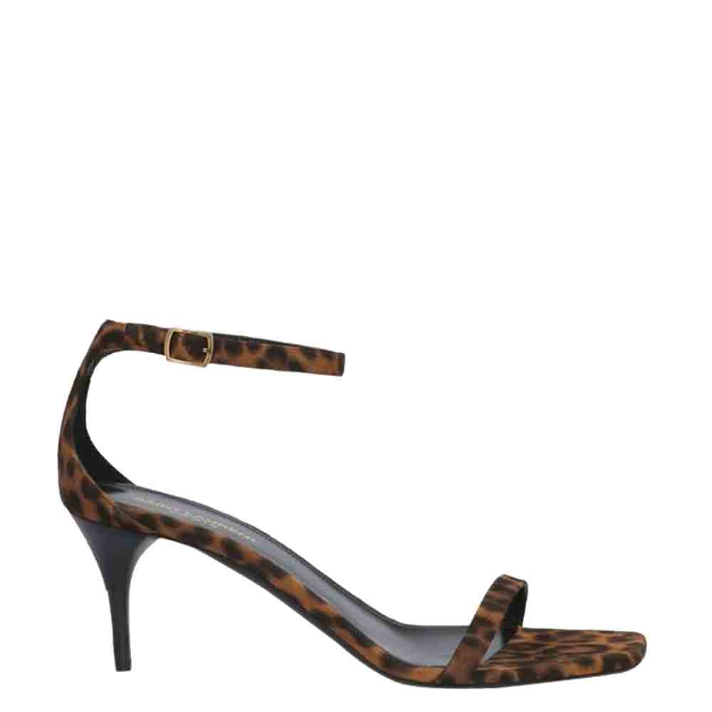 Saint Laurent Paris Leopard-Print Suede Lexi Ankle-Strap Sandals Size EU 35.5