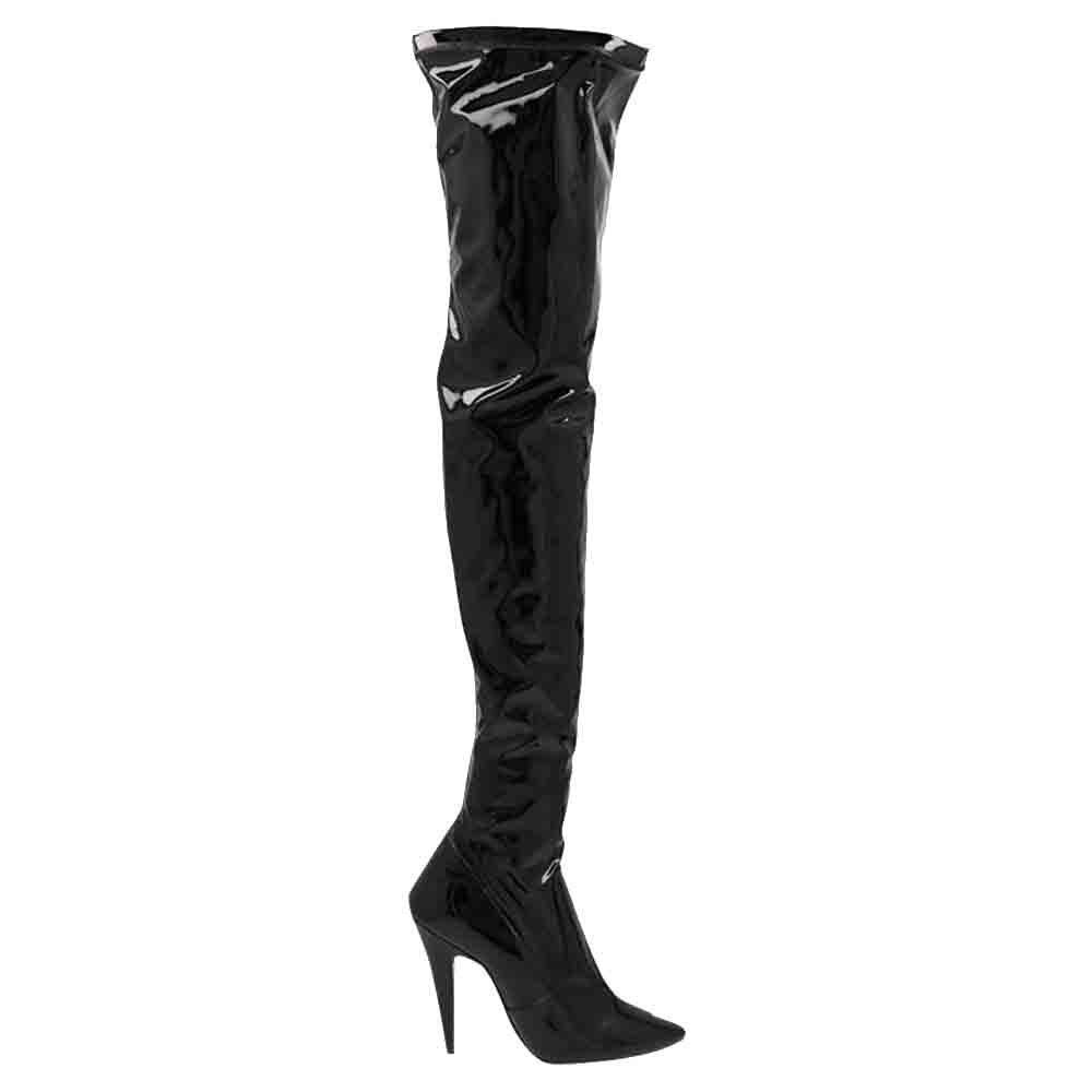Saint Laurent Paris Black Leather Aylah over-the-knee Boots Size EU 39