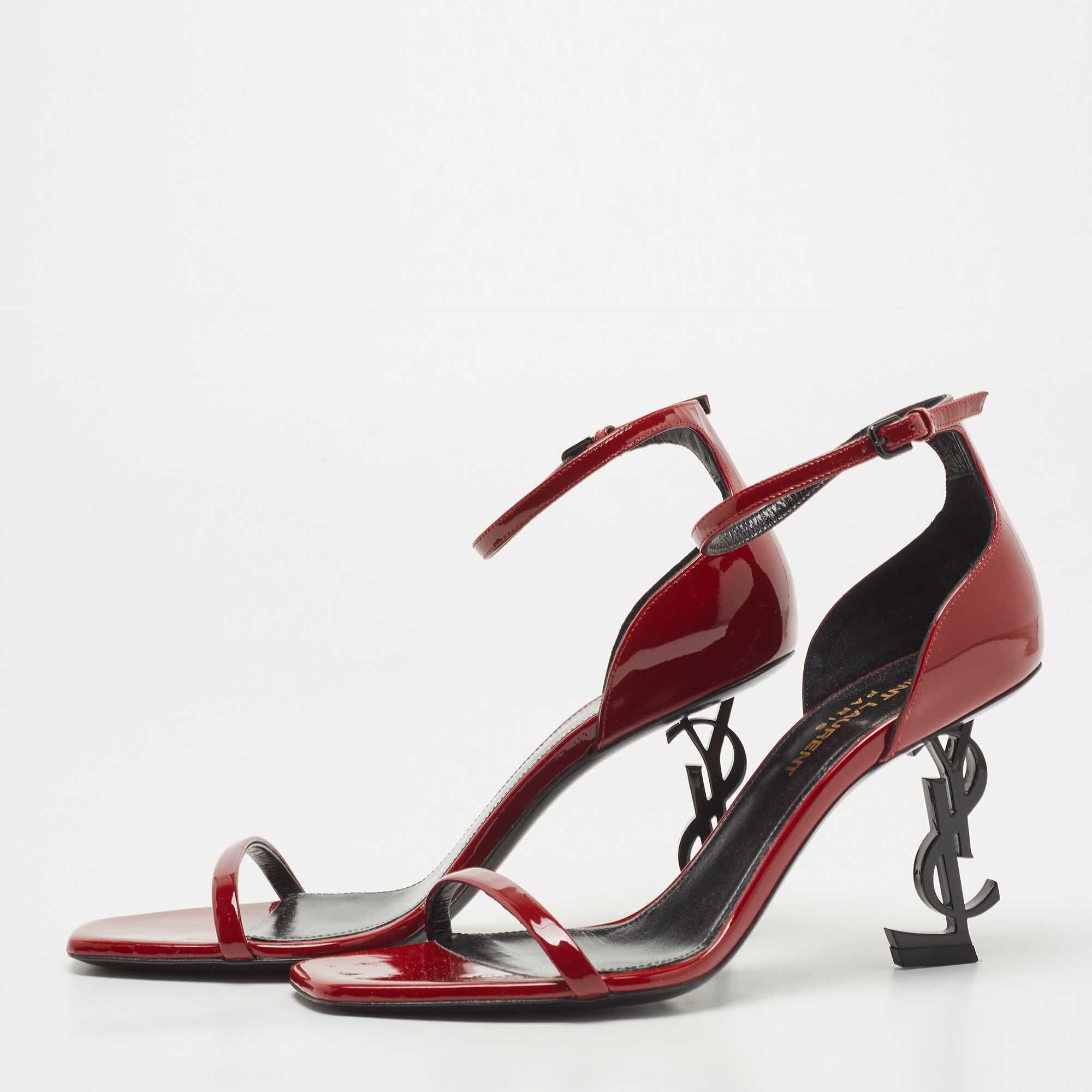 

Saint Laurent Burgundy Patent Leather Opyum Sandals Size