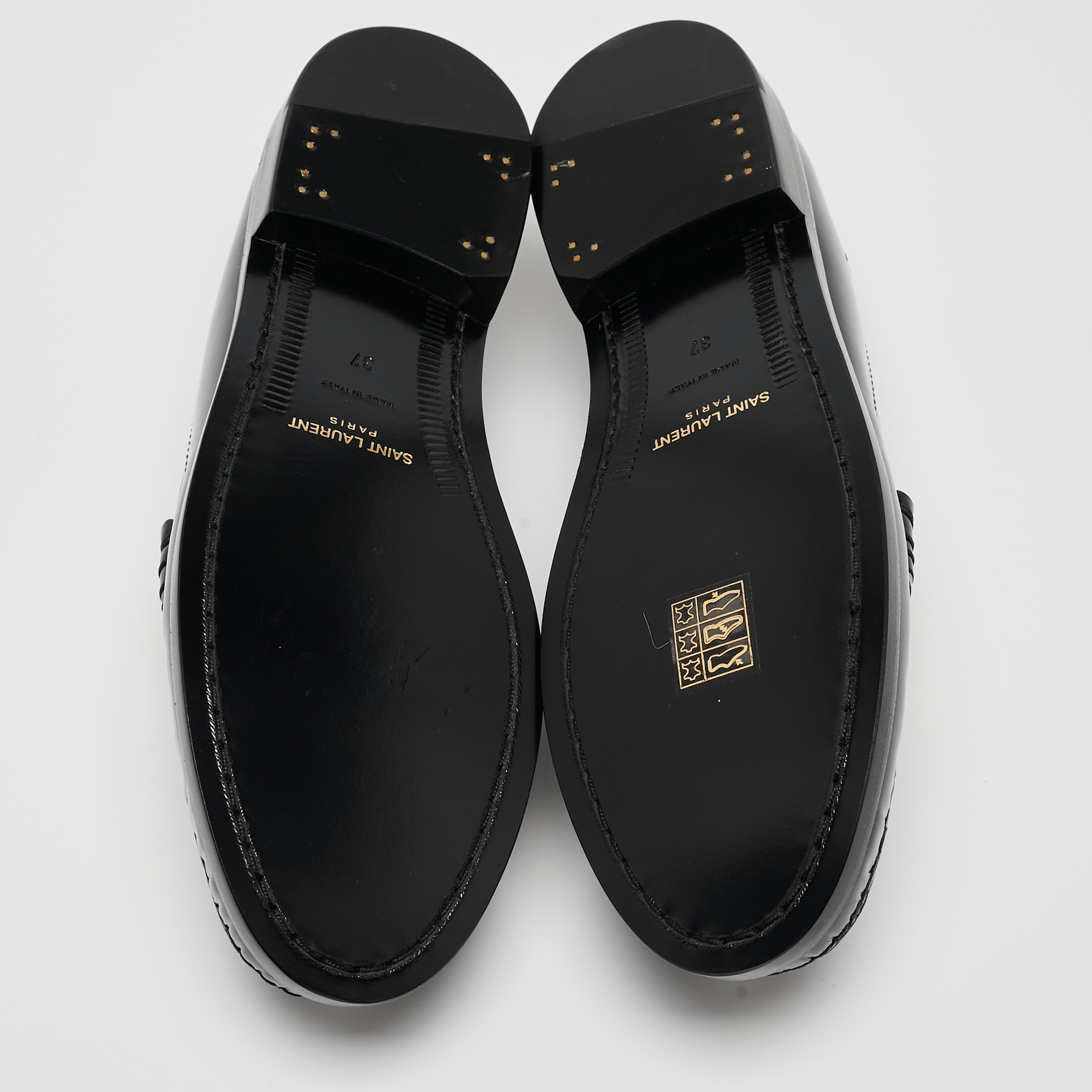 Saint Laurent Black Leather Slip On Loafers Size 37