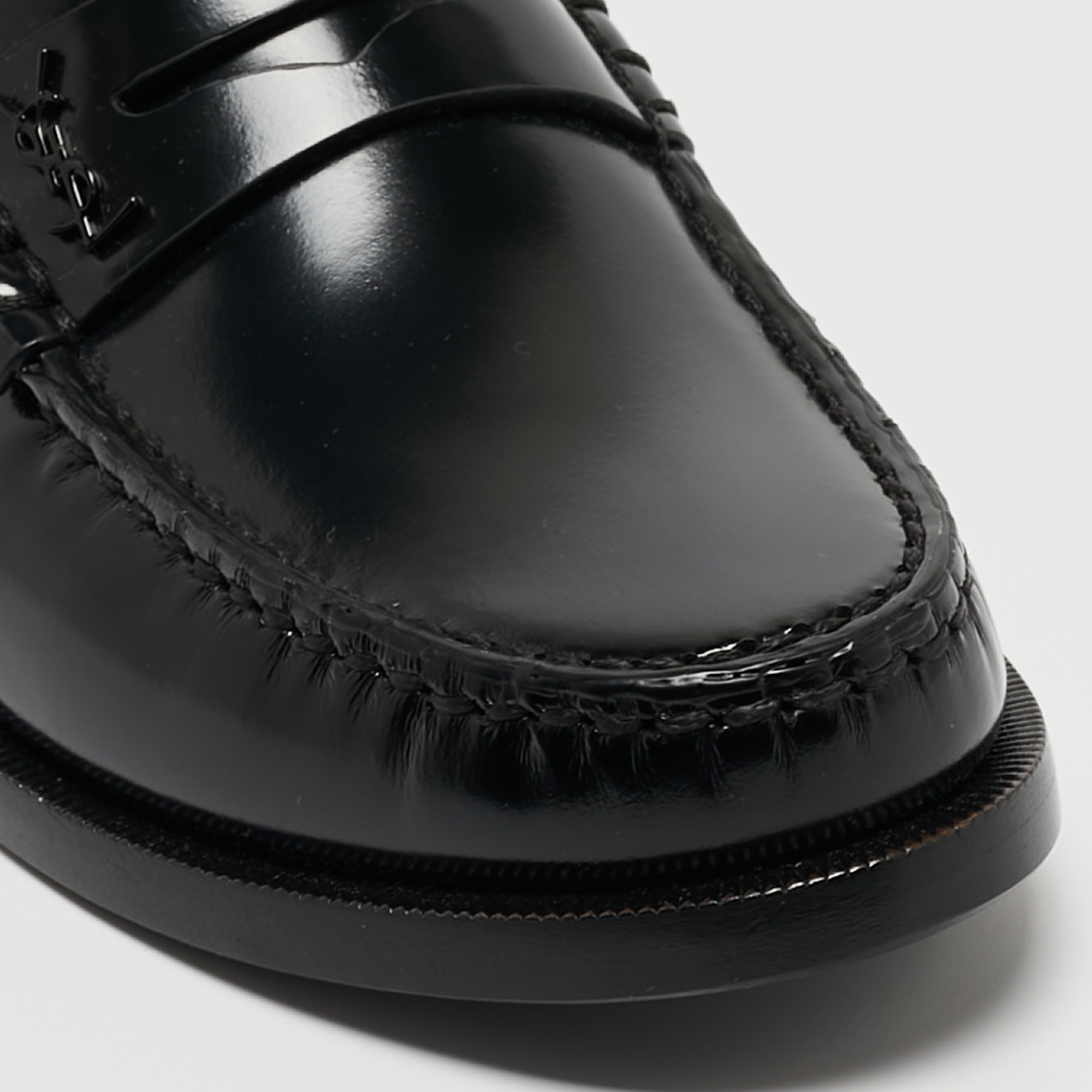 Saint Laurent Black Leather Slip On Loafers Size 37