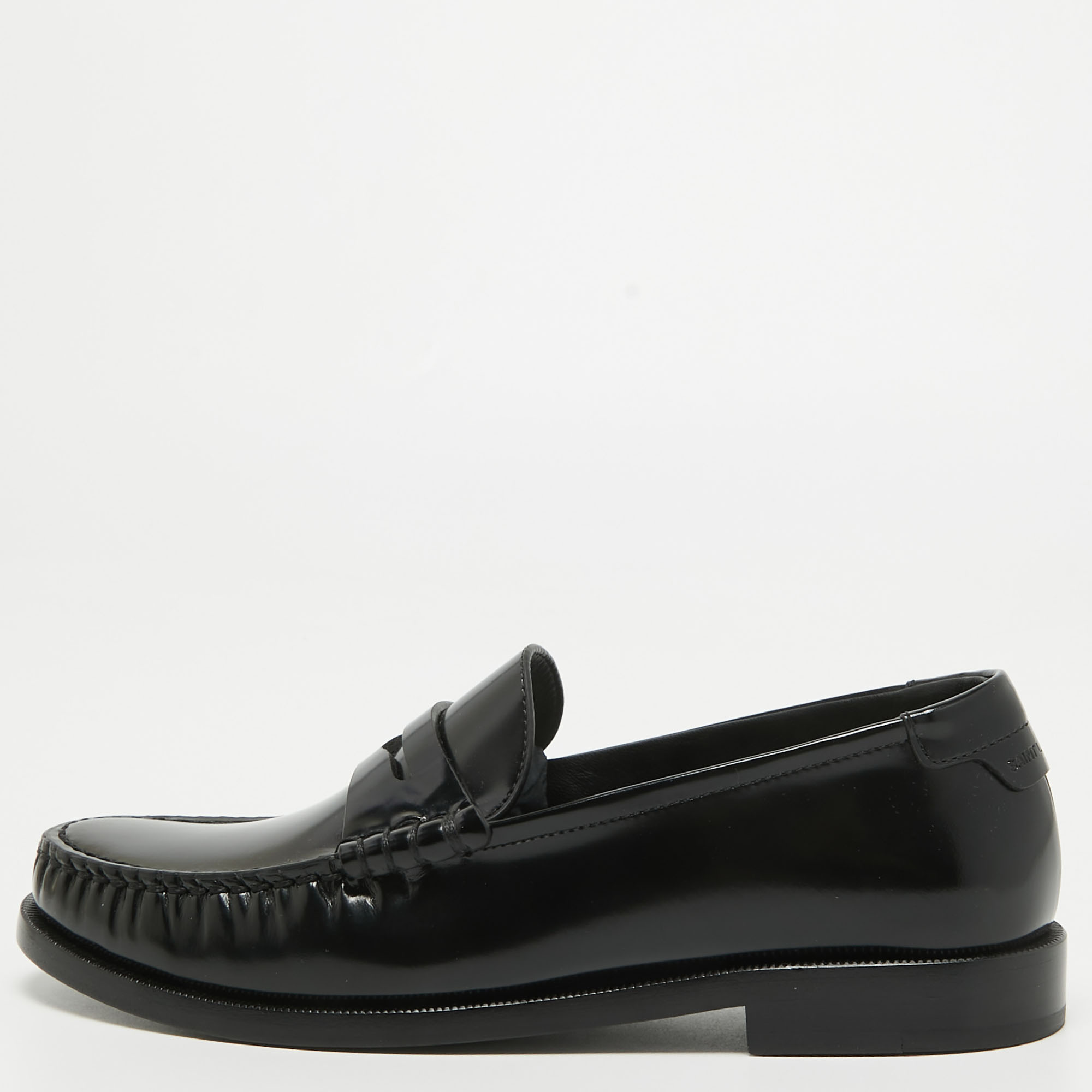 Saint Laurent Black Leather Penny Loafers Size 37