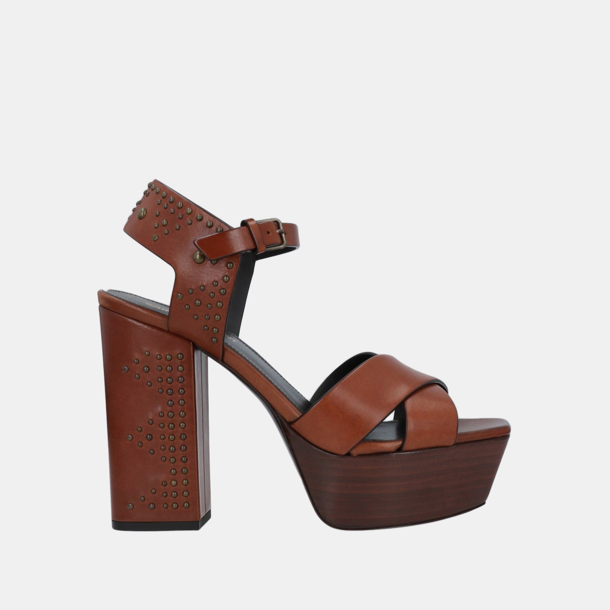Saint laurent paris saint laurent leather block heel platform sandals size 39
