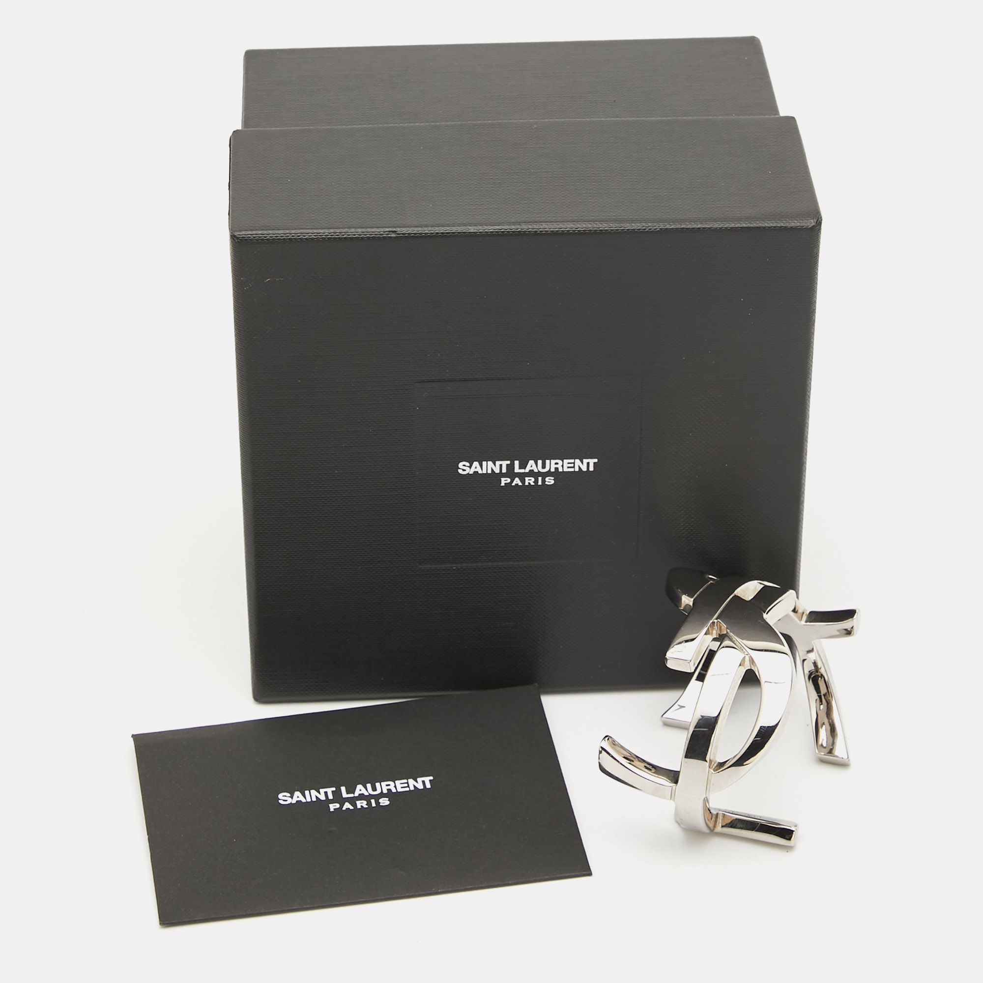 Saint Laurent Opyum Silver Tone Open Cuff Bracelet