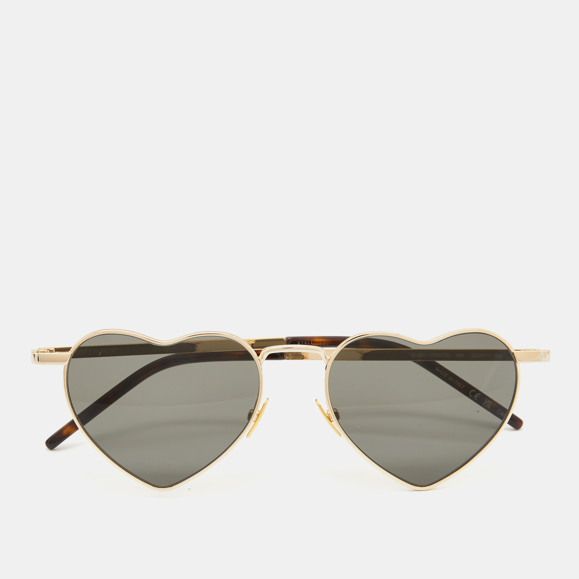 Saint Laurent Gold Tone/Black New Wave SL301 Loulou Heart Sunglasses