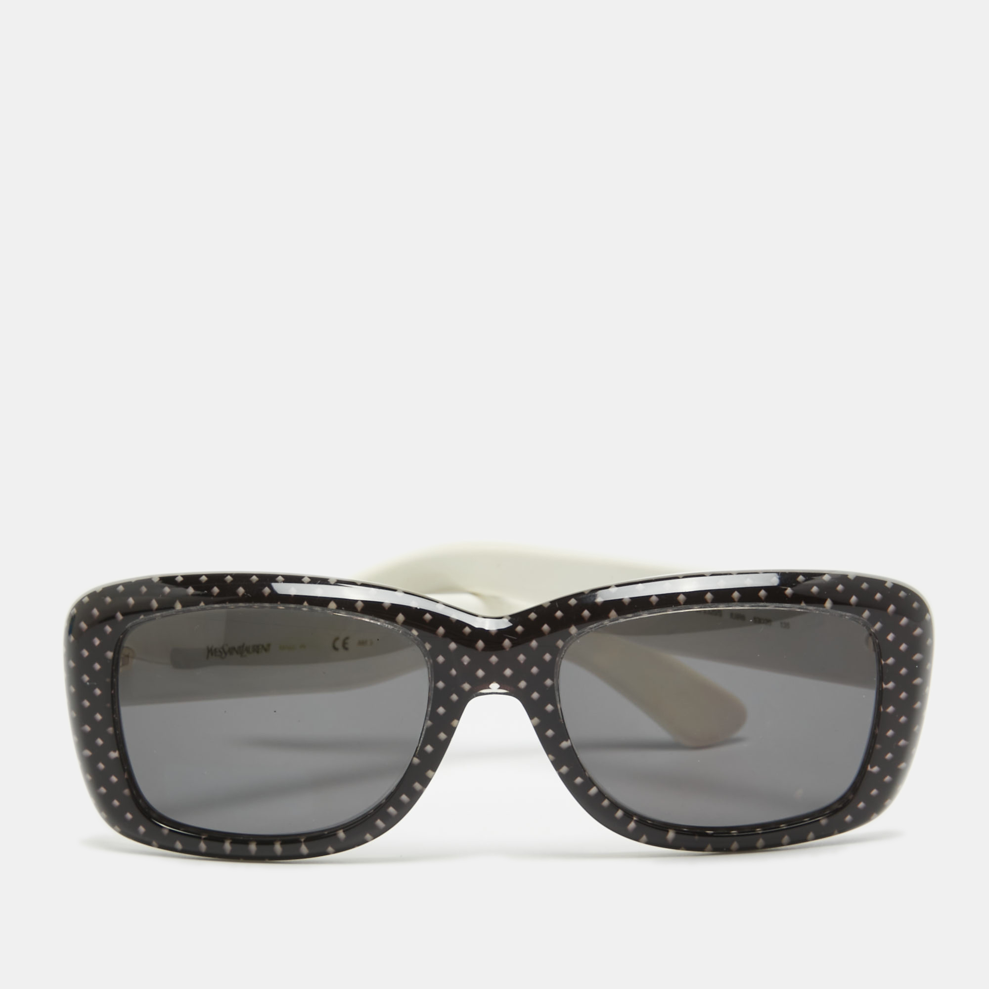 Saint laurent paris saint laurent black/white printed 2320/s rectangular sunglasses