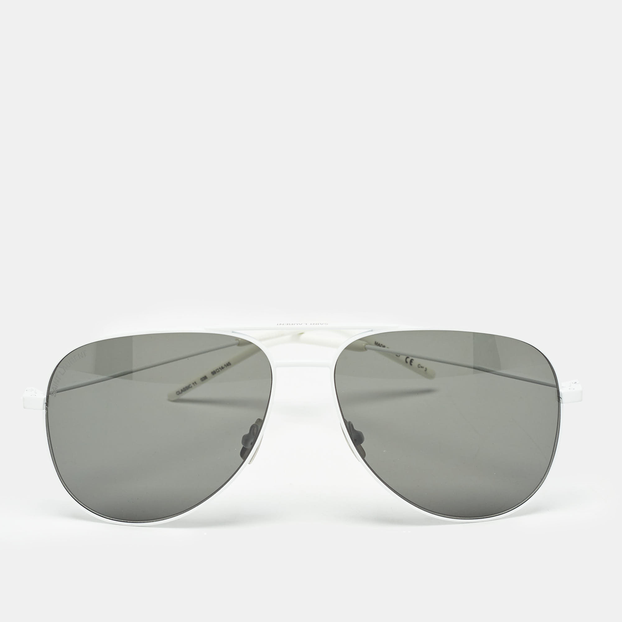Saint laurent paris saint laurent white/black classic 11 aviator sunglasses