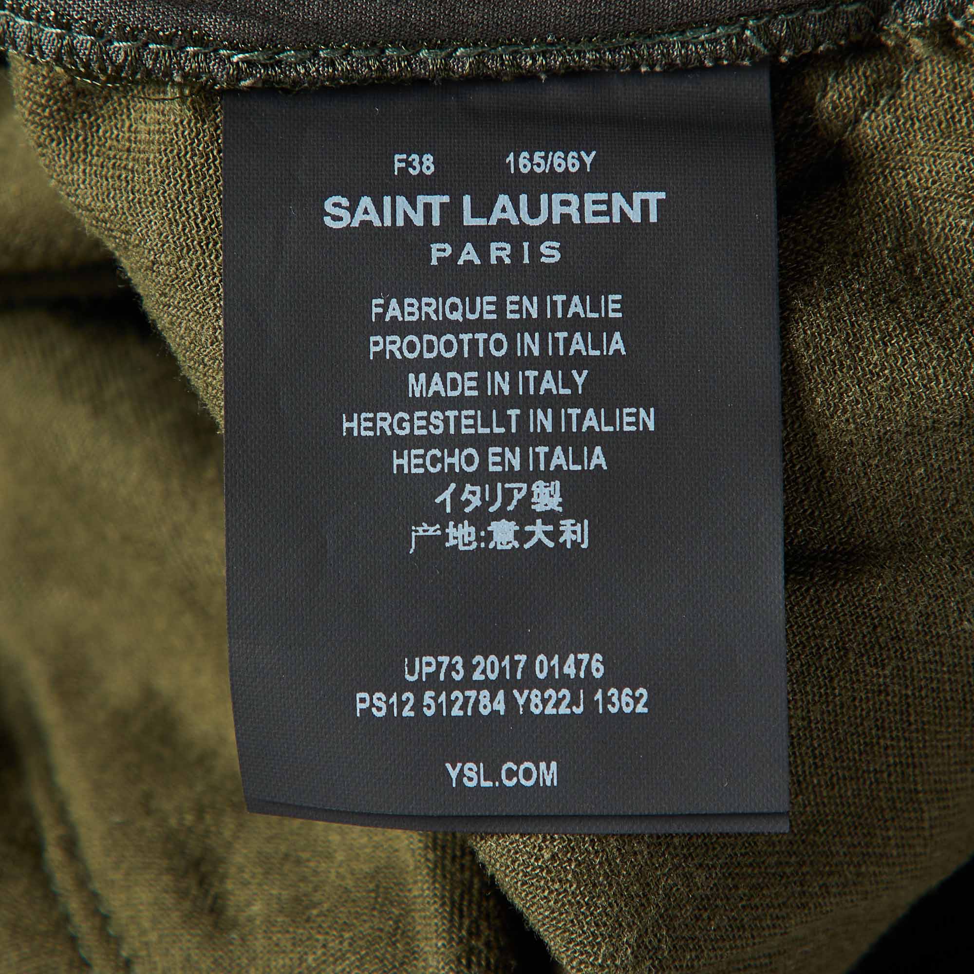 Saint Laurent Paris Green Cotton Blend Lace Tie-Up Military Trousers M