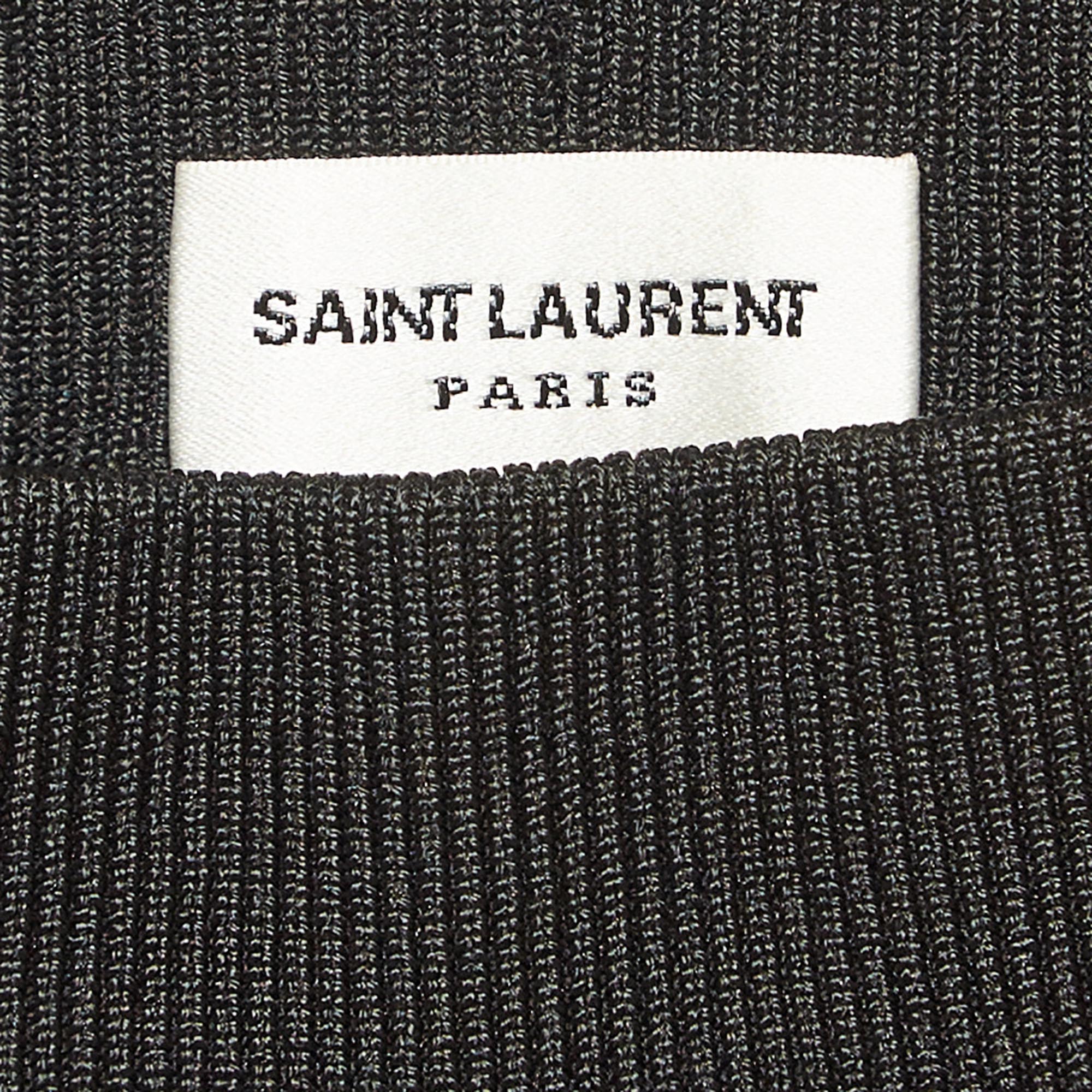 Saint Laurent Paris Black Rib Knit Cropped Leggings XS