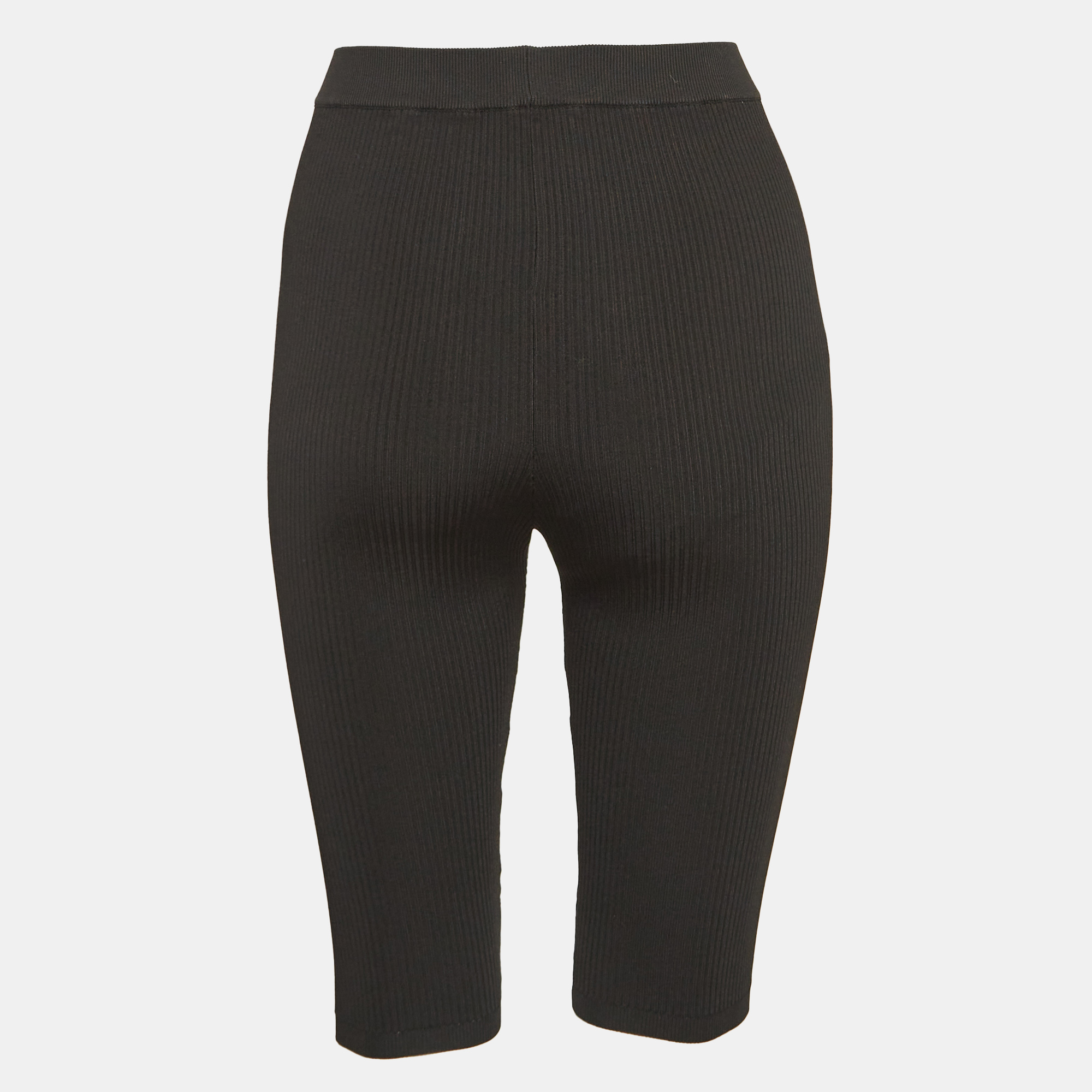 Saint Laurent Paris Black Rib Knit Cropped Leggings XS