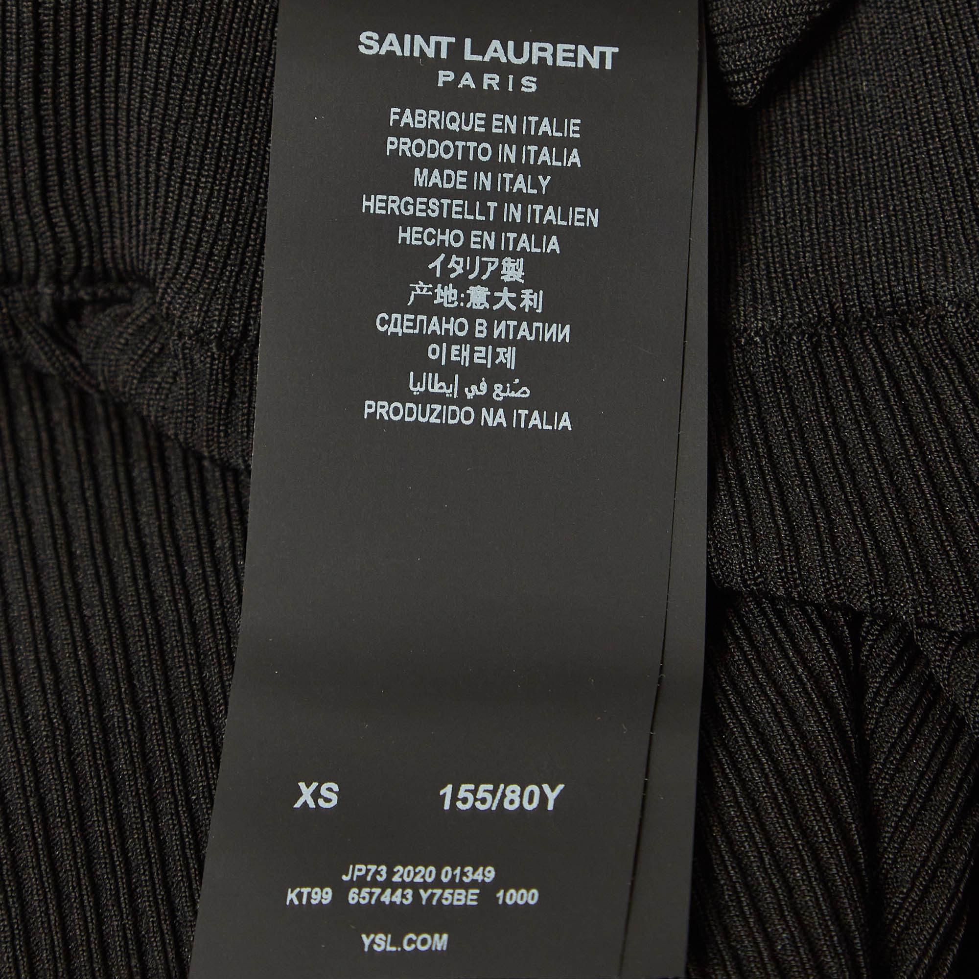 Saint Laurent Paris Black Rib Knit Cropped Leggings XS