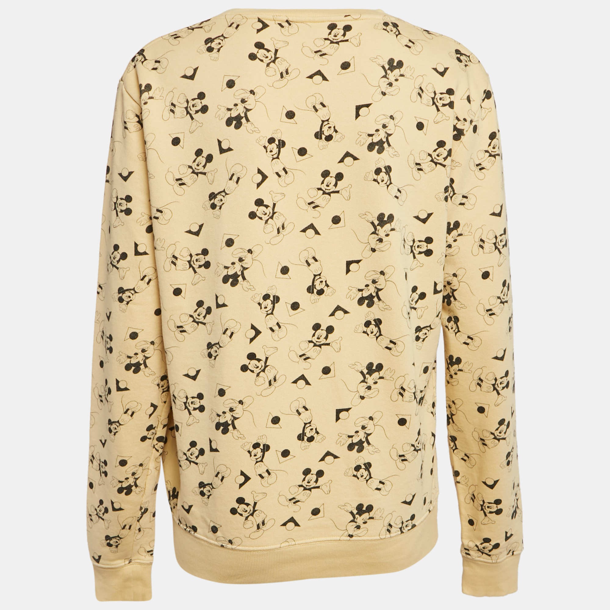 Saint Laurent Paris X Disney Yellow Mickey Mouse Print Cotton Knit Sweater XS