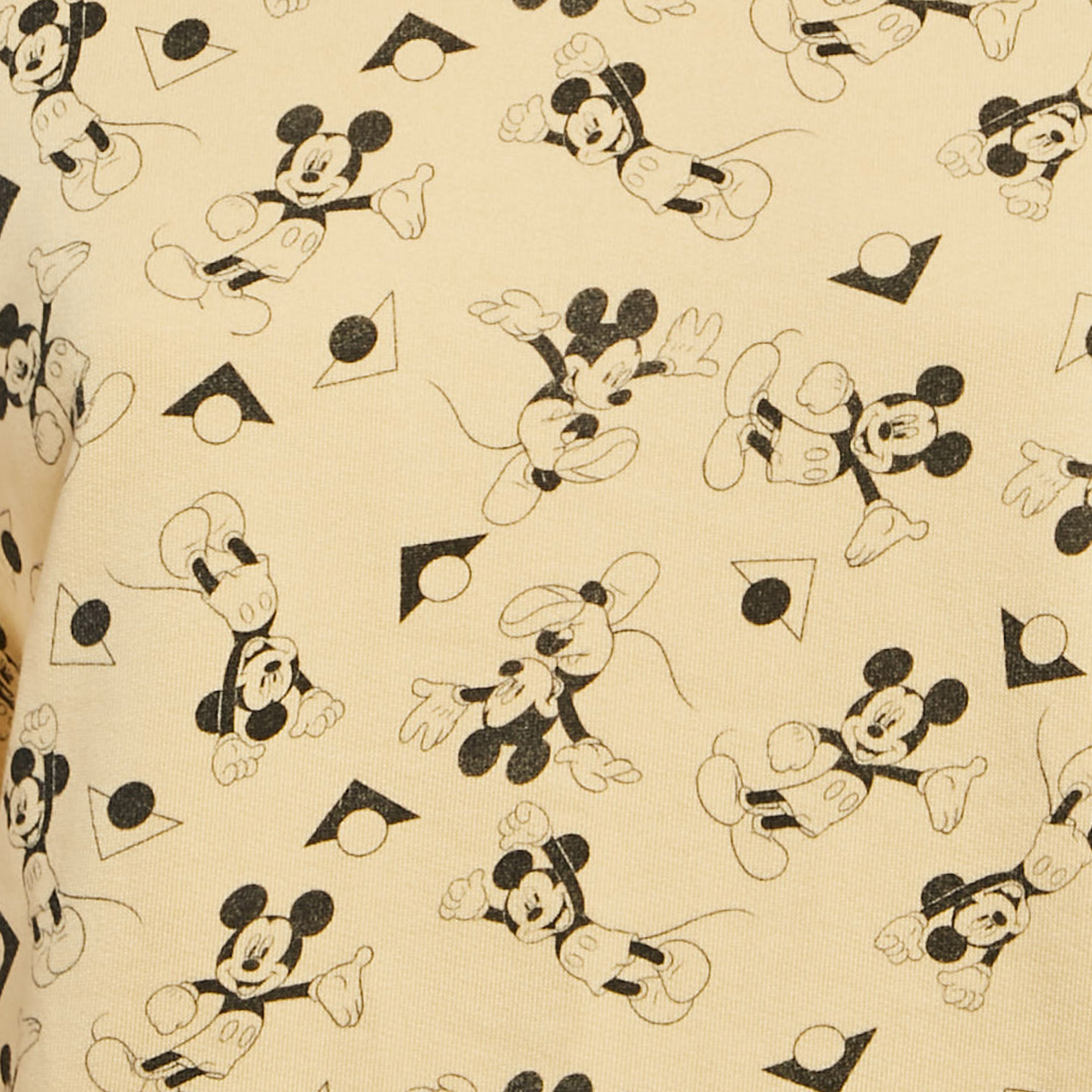 Saint Laurent Paris X Disney Yellow Mickey Mouse Print Cotton Knit Sweater XS