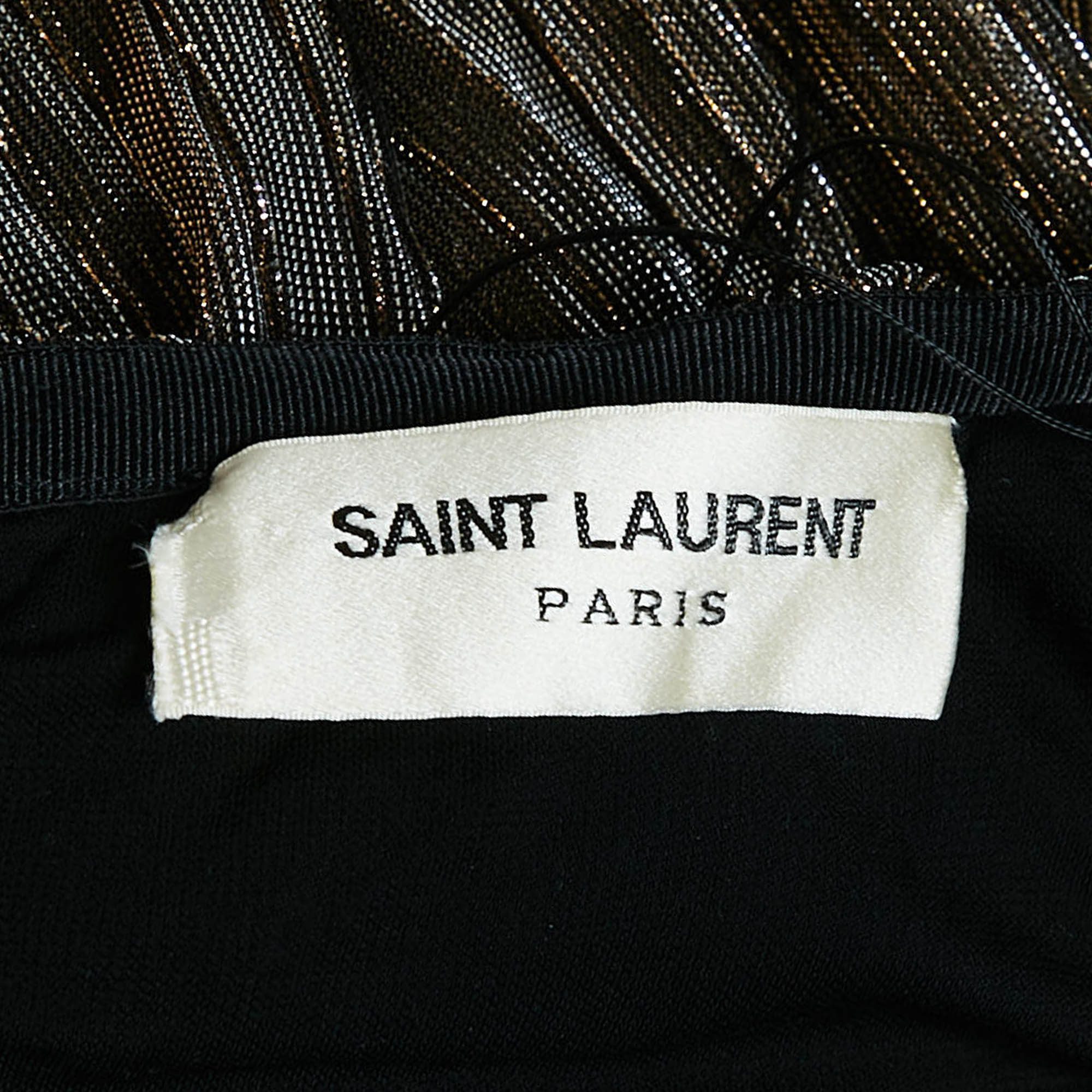 Saint Laurent Paris Metallic Lurex Jersey Backless Mini Dress XS