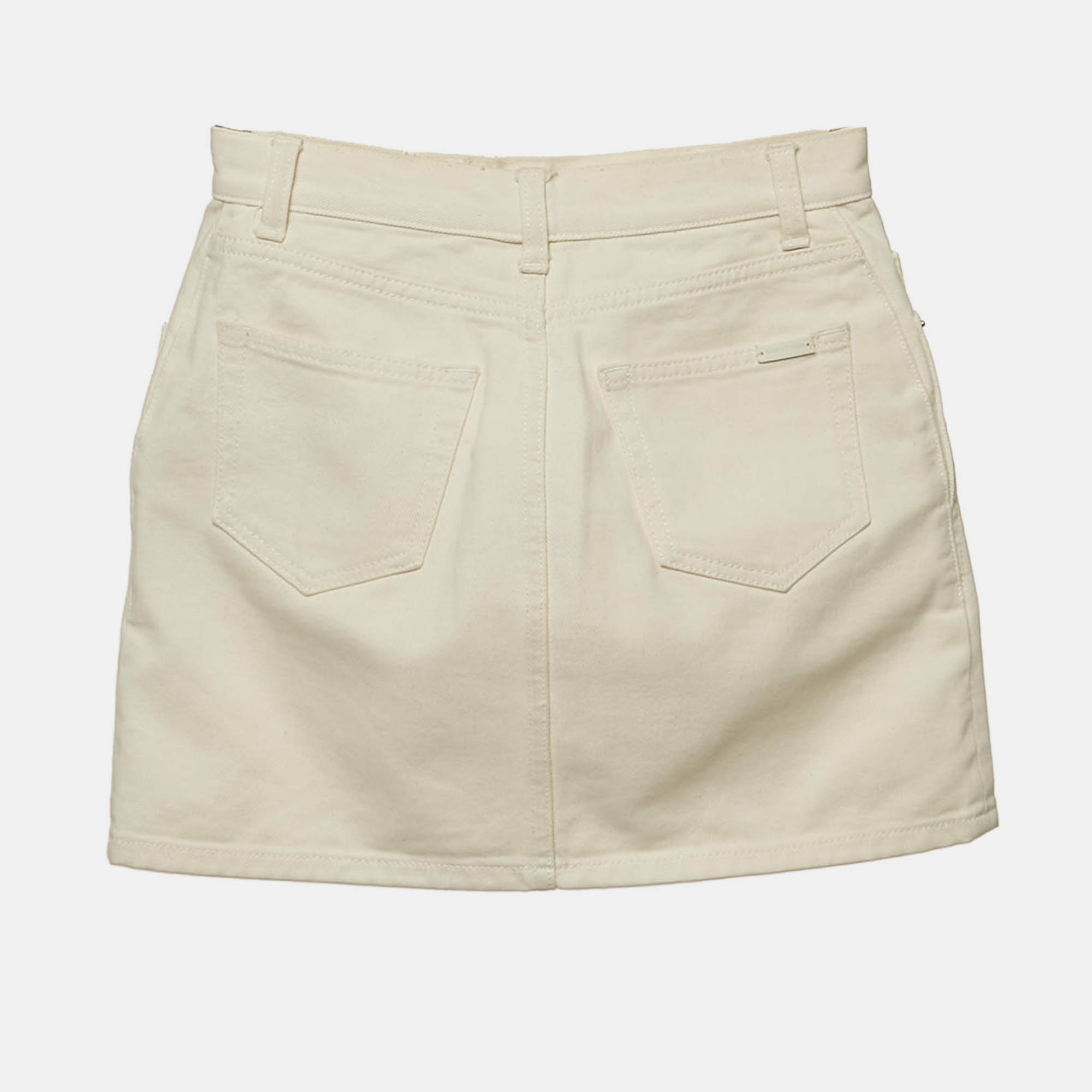 Saint Laurent Paris Cream Denim Mini Skirt S