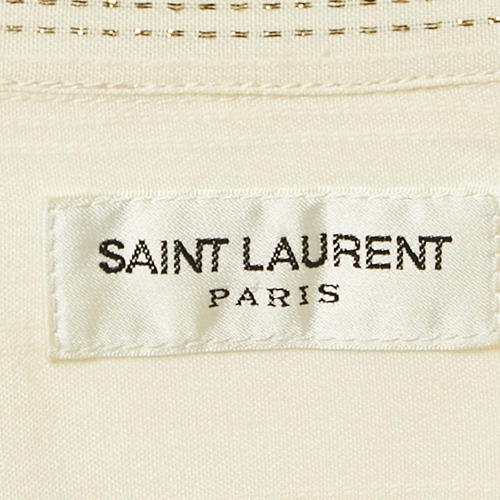 Saint Laurent Paris Cream Stripe Lurex And Cotton Blend Shirt XS