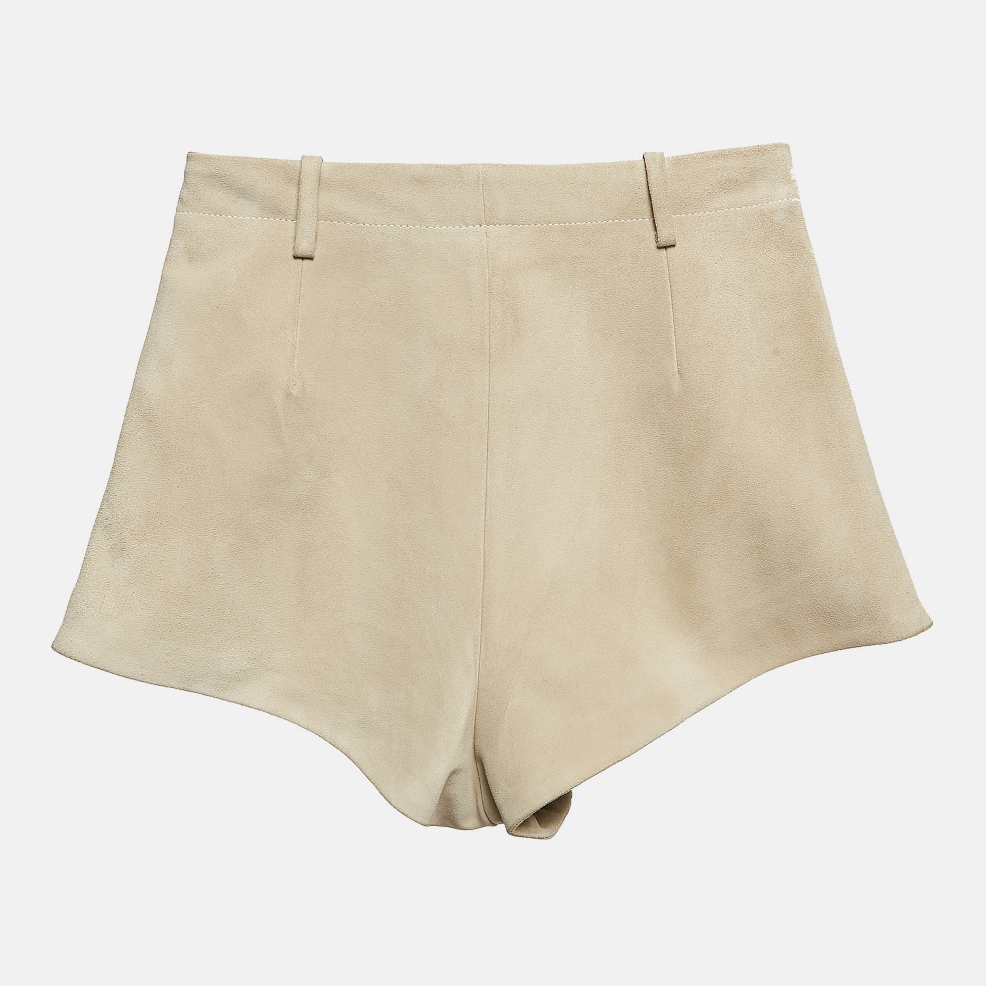 Saint Laurent Beige Suede Pleated Shorts S