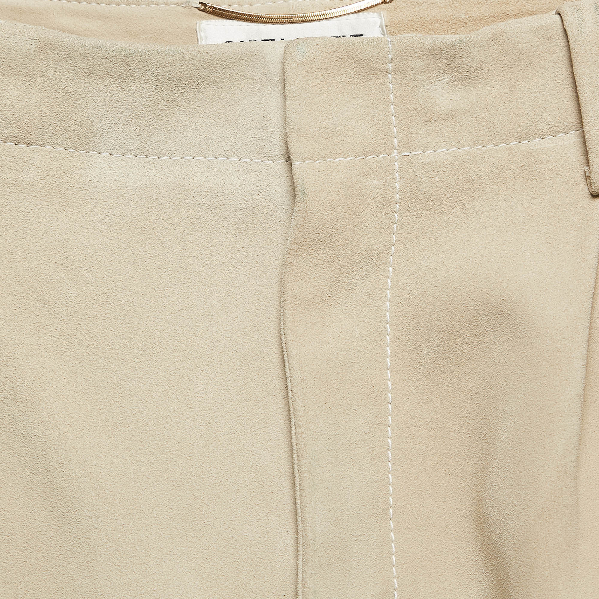 Saint Laurent Beige Suede Pleated Shorts S