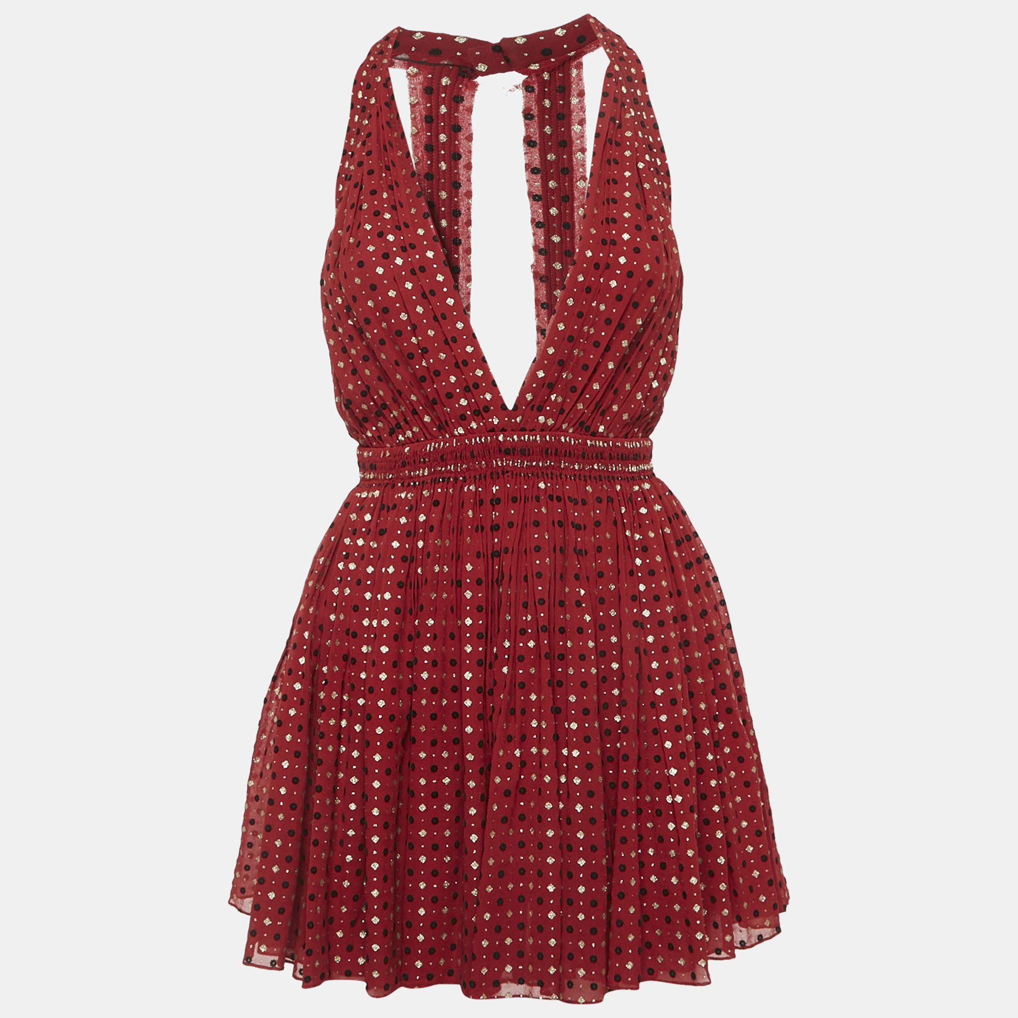 Saint Laurent Paris Red Printed Silk Blend Halter Neck Mini Dress S
Saint Laurent Paris Red Printed Silk Blend Halter Neck Mini Dress S