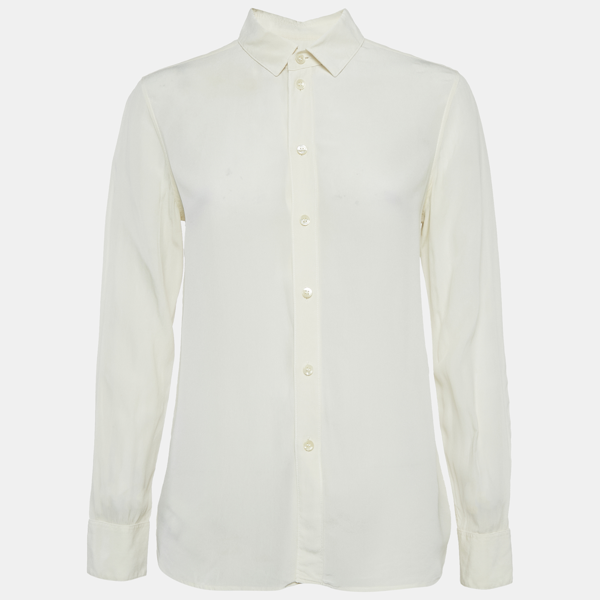 Saint Laurent Paris Off-White Silk Button Front Blouse M, Cream
Saint Laurent Paris Off-White Silk Button Front Blouse M, Cream