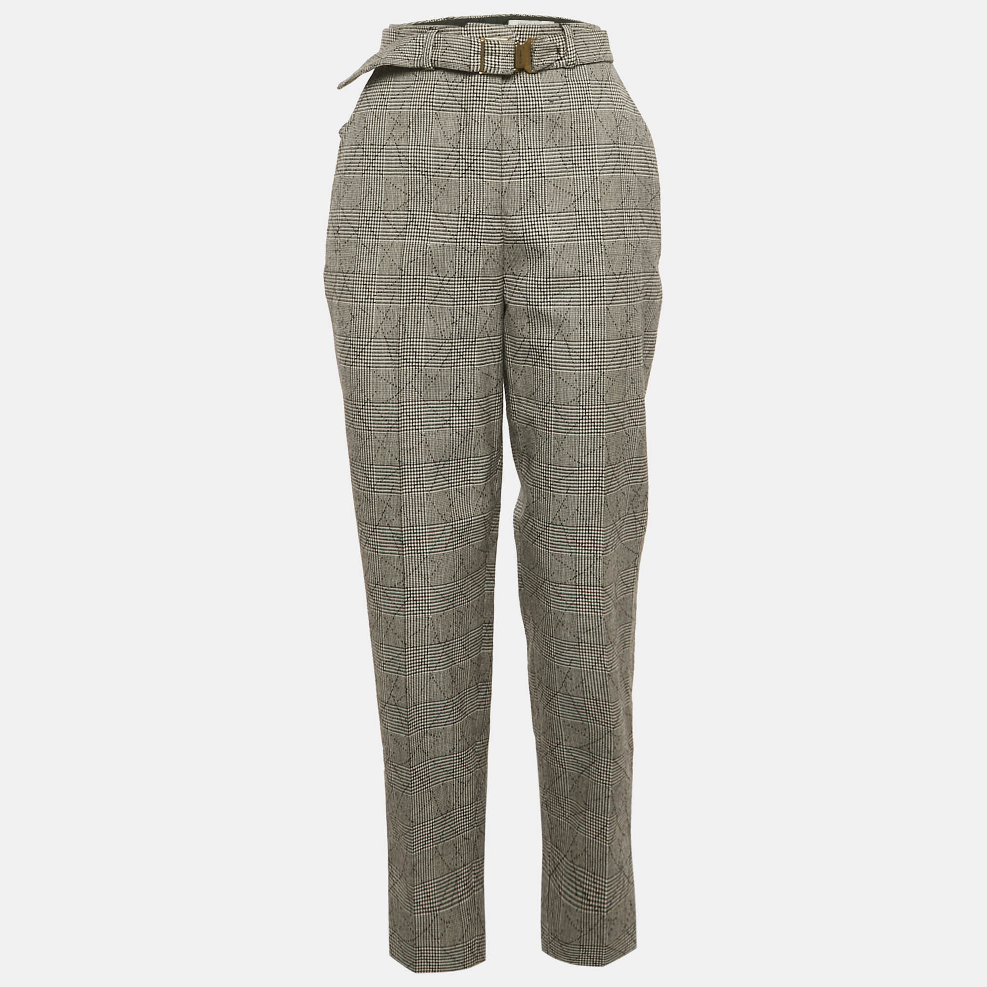 Saint Laurent Monochrome Plaid Wool Trousers M - Saint Laurent Paris - Modalova