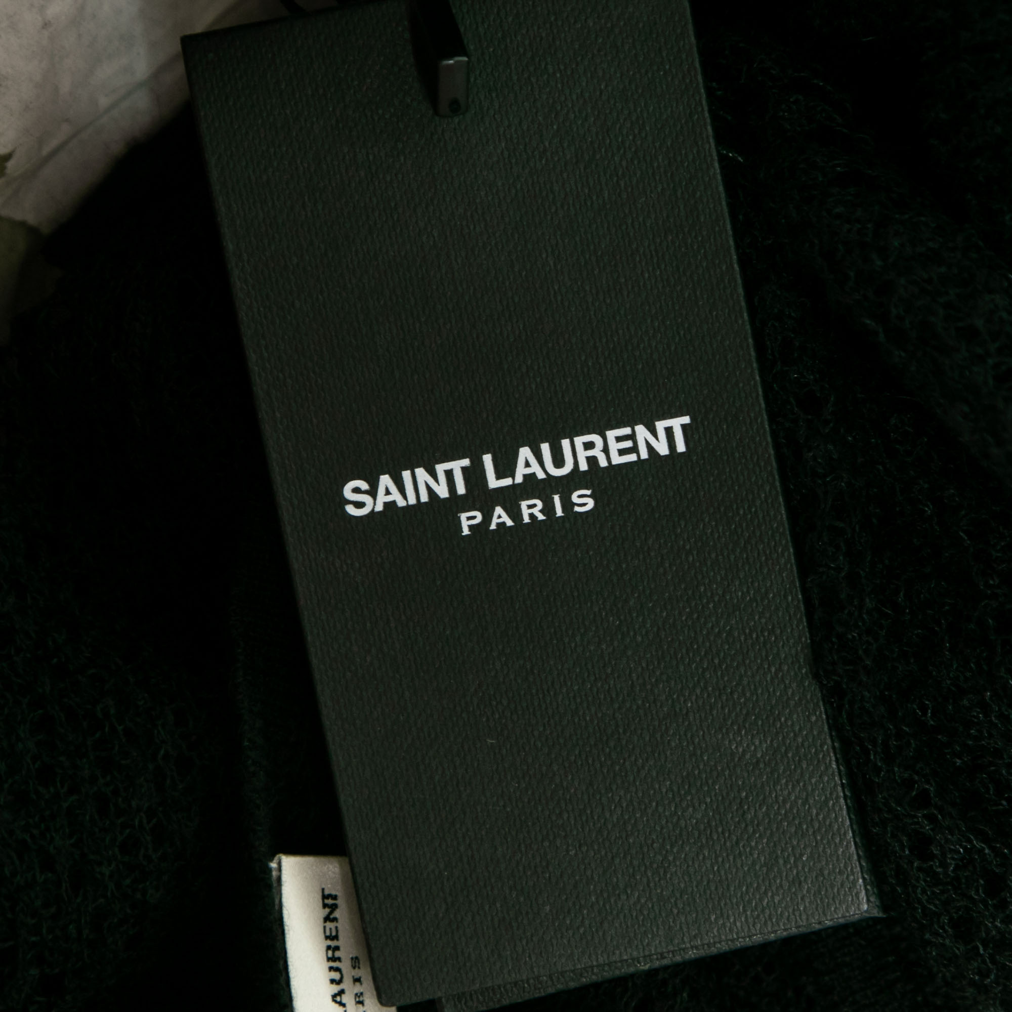 Saint Laurent Paris Black Perforated Knit Mesh Long Sleeve Dress S