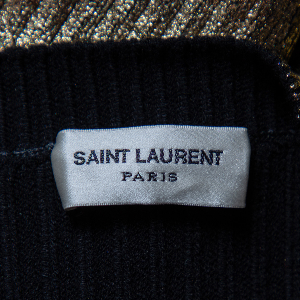 Saint Laurent Paris Gold Rib Knit Sweater S